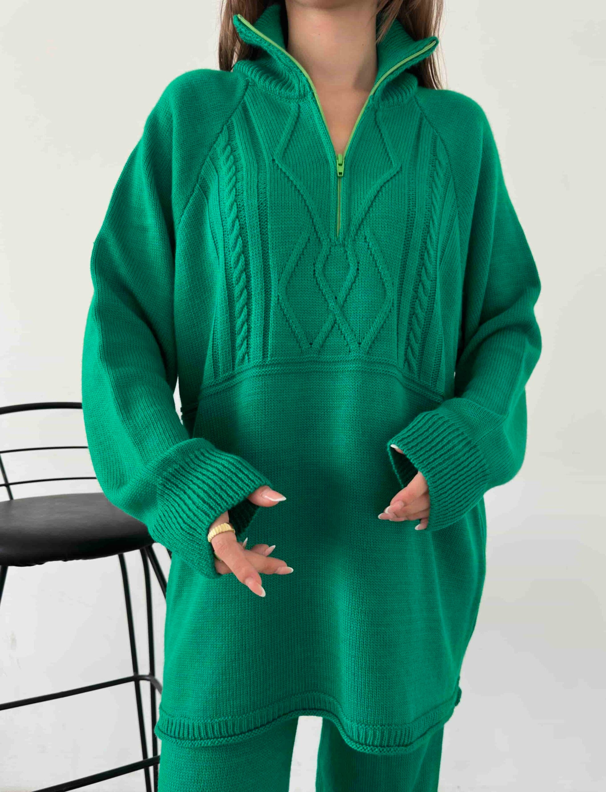 Polo Yaka Fermuarlı Triko Takım 1511