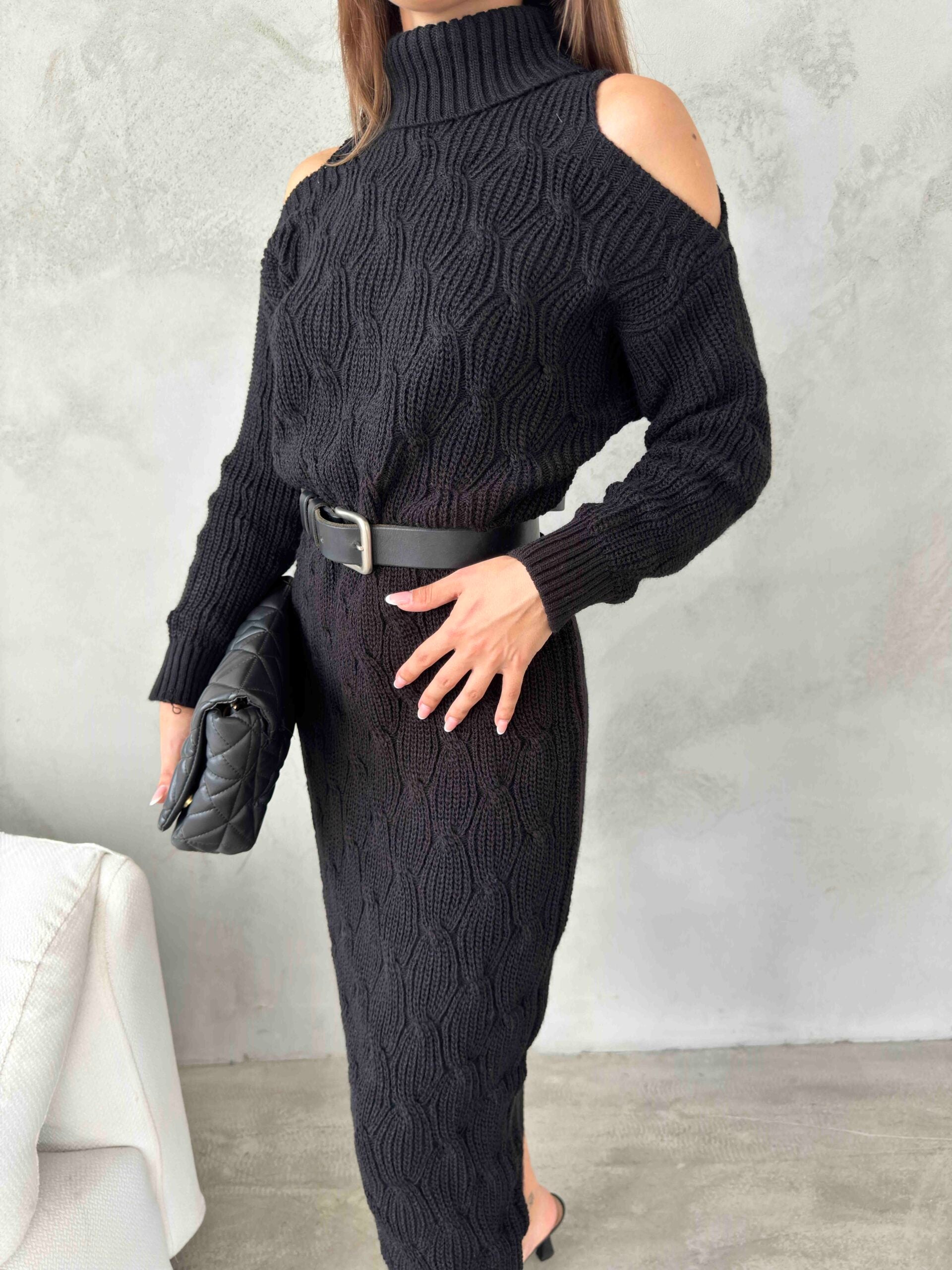 Kemerli Triko Elbise 1504