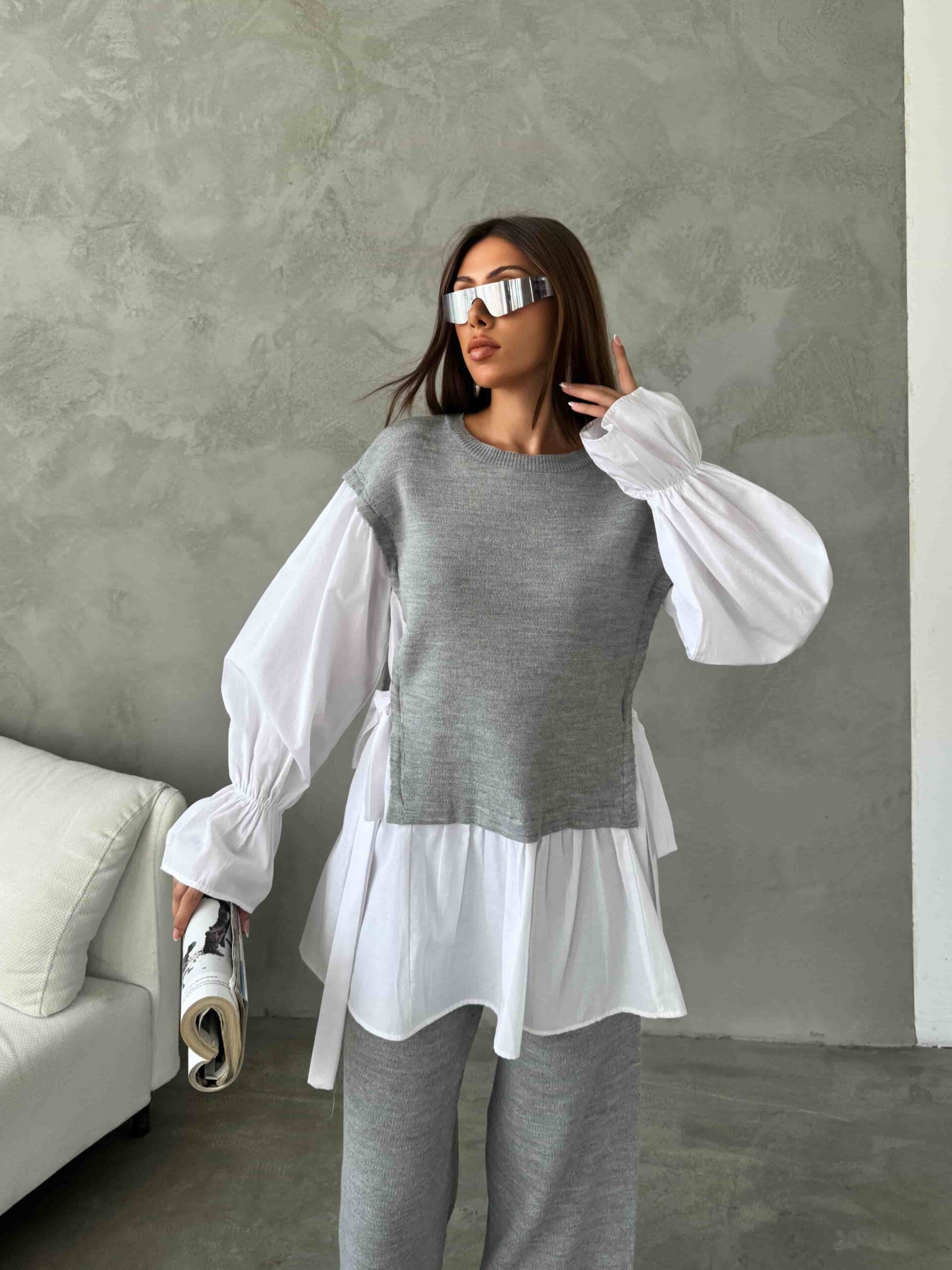 Gömlek Detay Triko Takım 1503