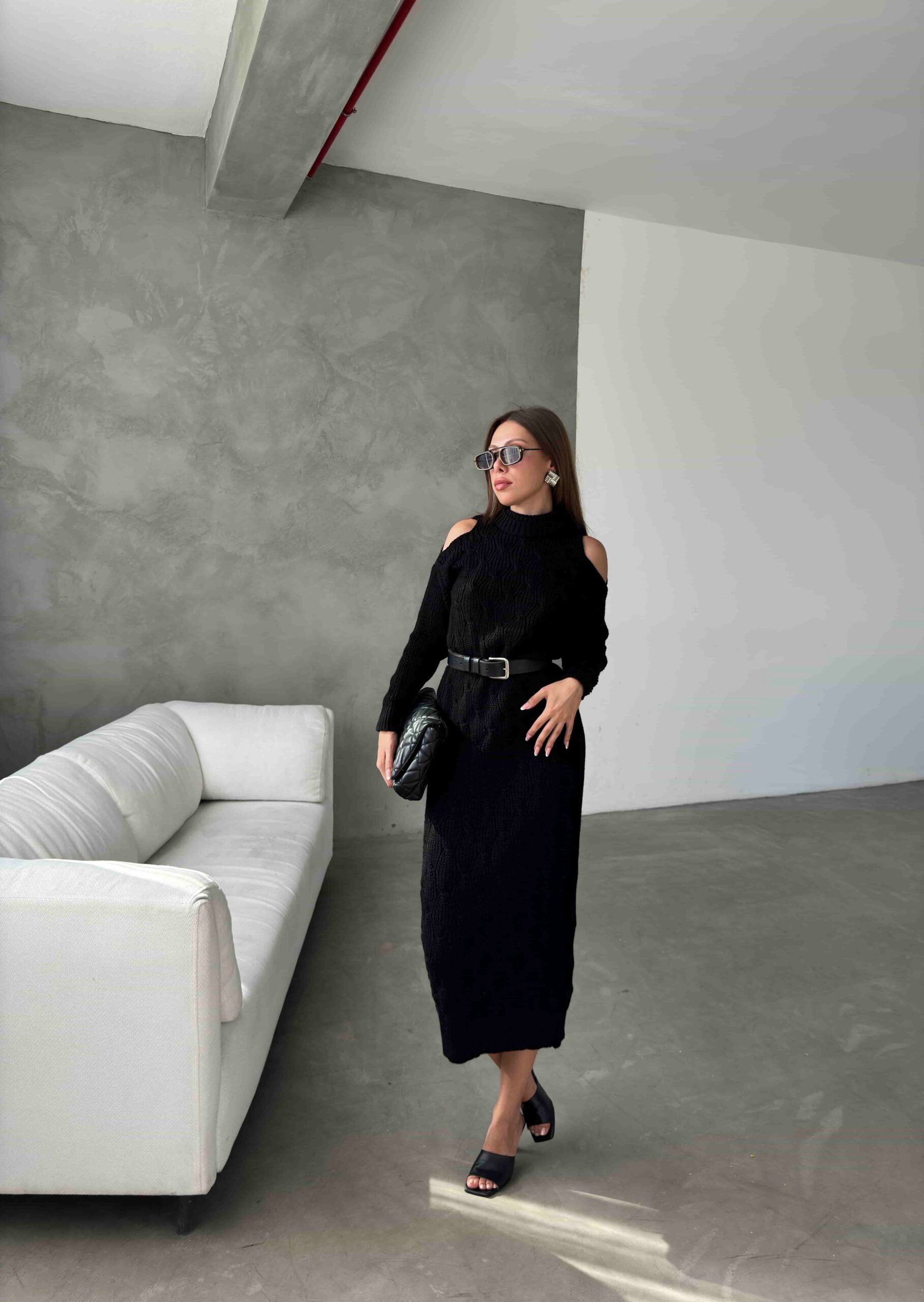 Kemerli Triko Elbise 1504