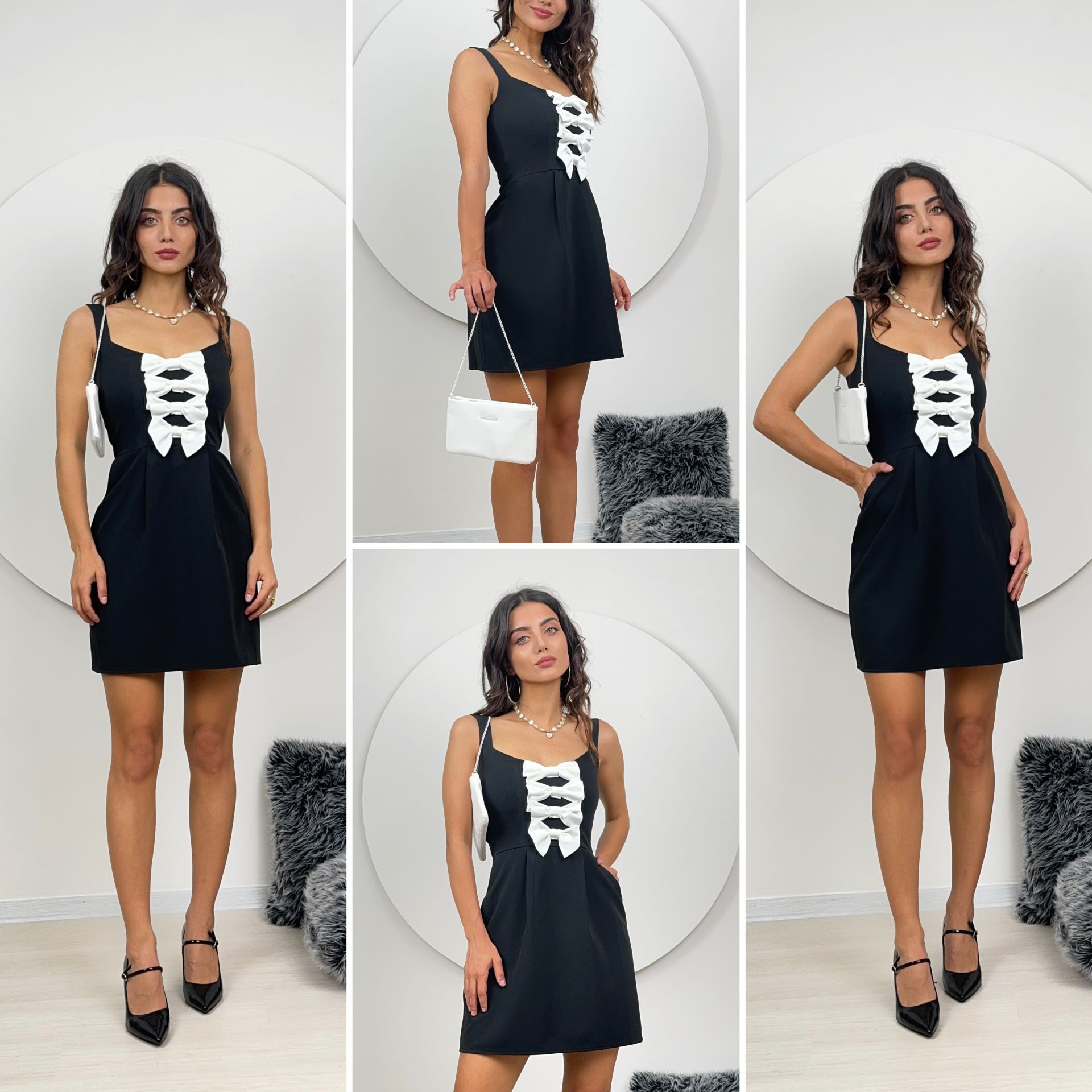 2102 KALIN ASKILI PLİLİ ELBİSE
