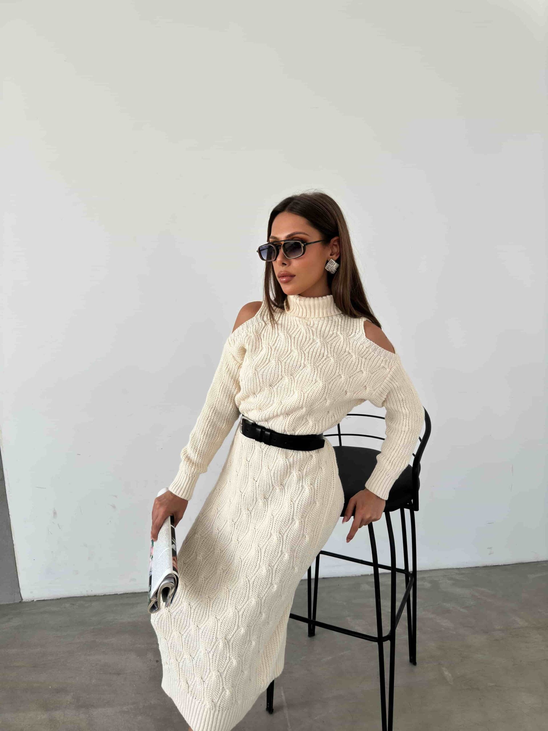 Kemerli Triko Elbise 1504