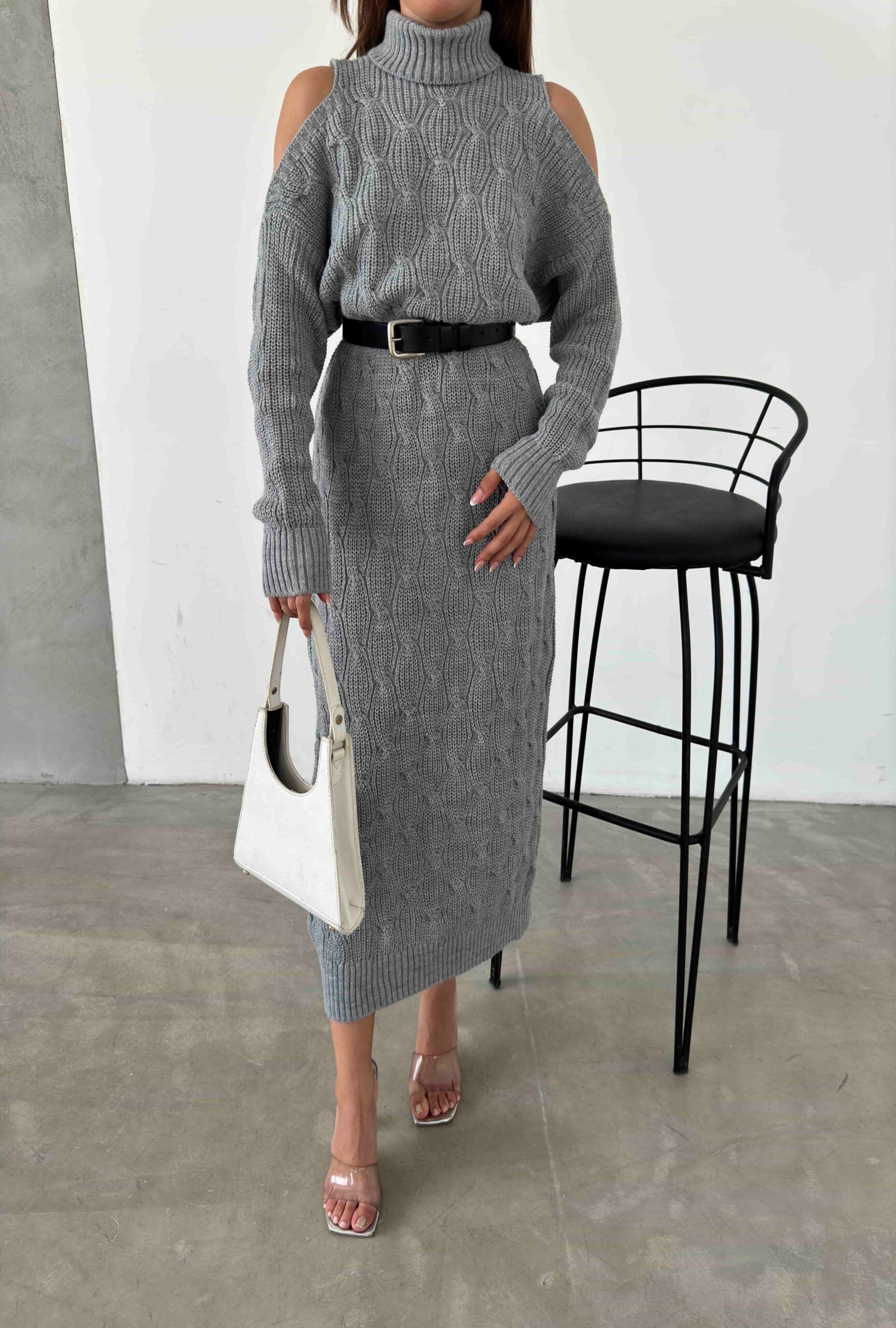 Kemerli Triko Elbise 1504