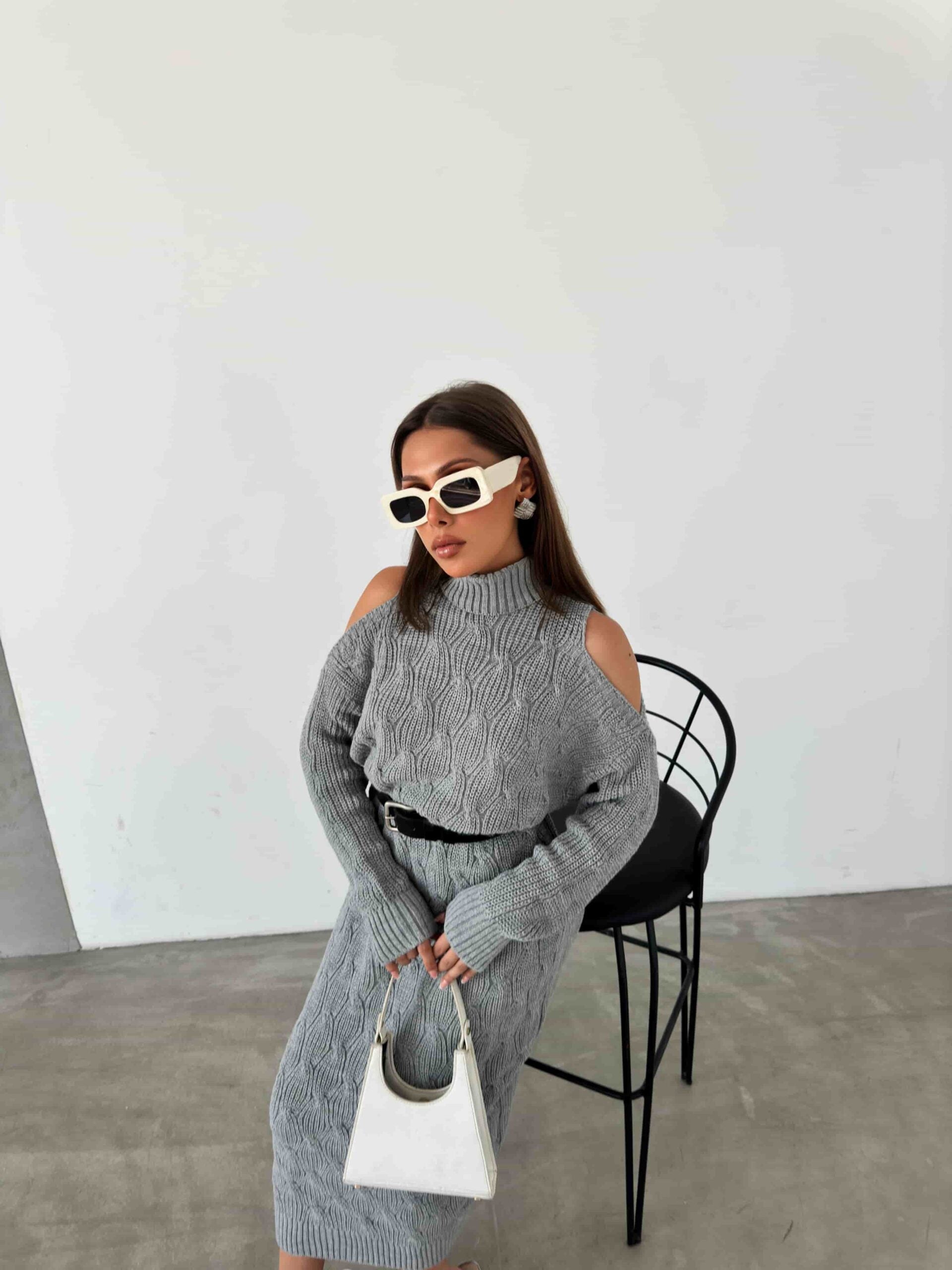 Kemerli Triko Elbise 1504