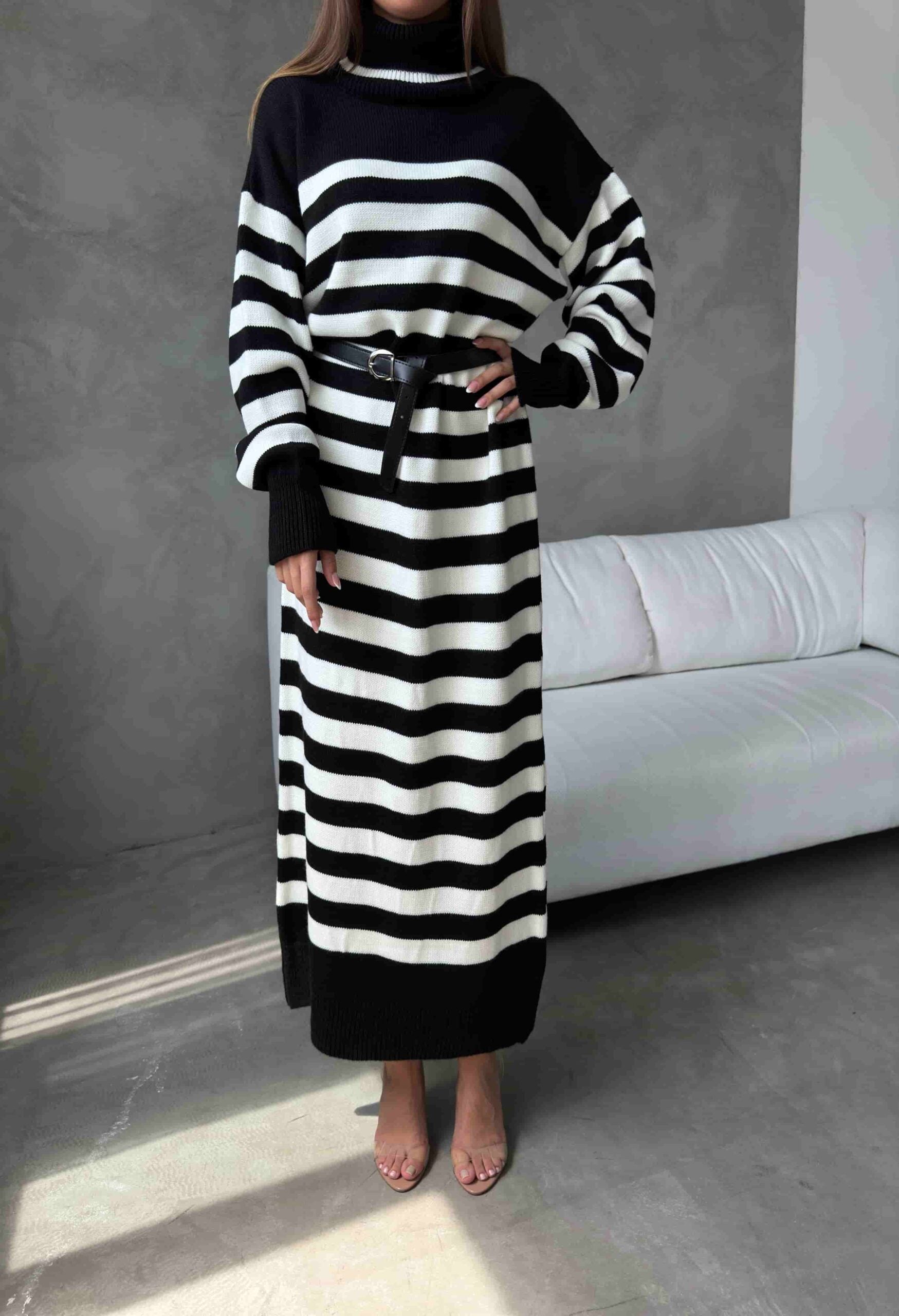 Kemerli Triko Elbise 1017