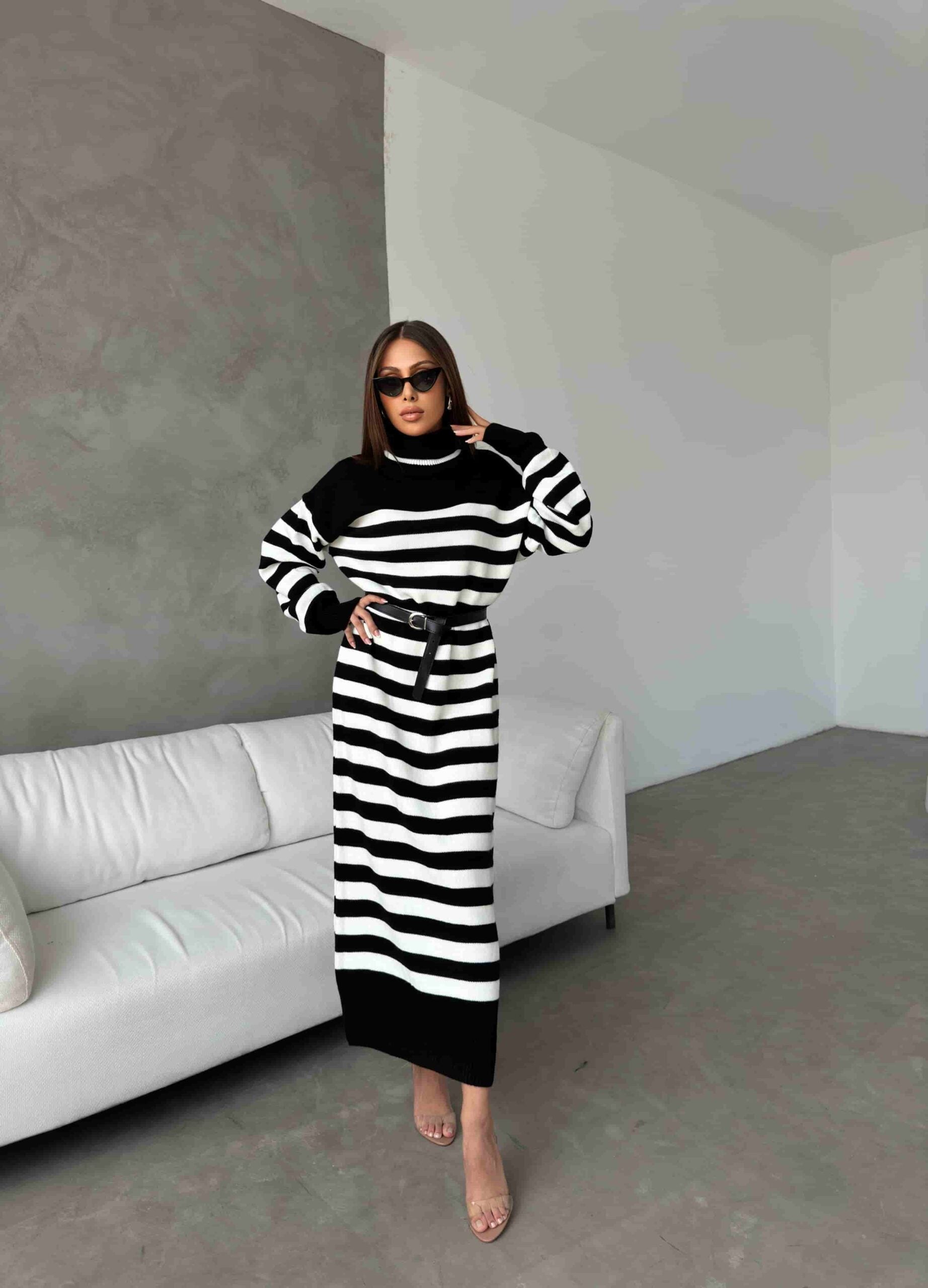 Kemerli Triko Elbise 1017