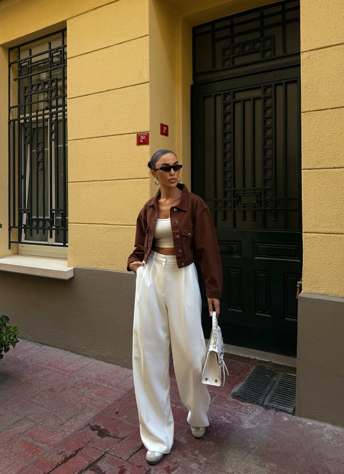 Çift Cep Denim Crop Ceket