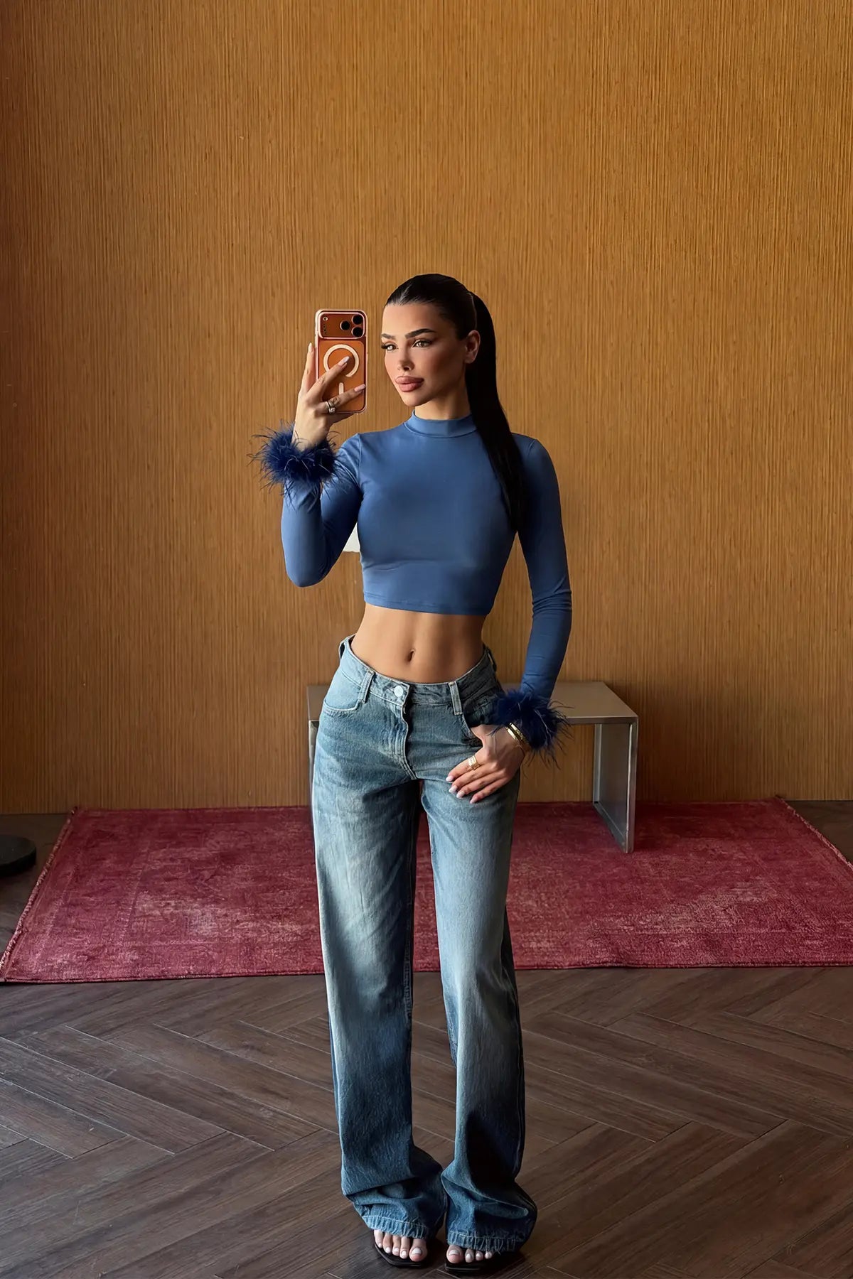 İndigo Genji Tüy Detay Bluz