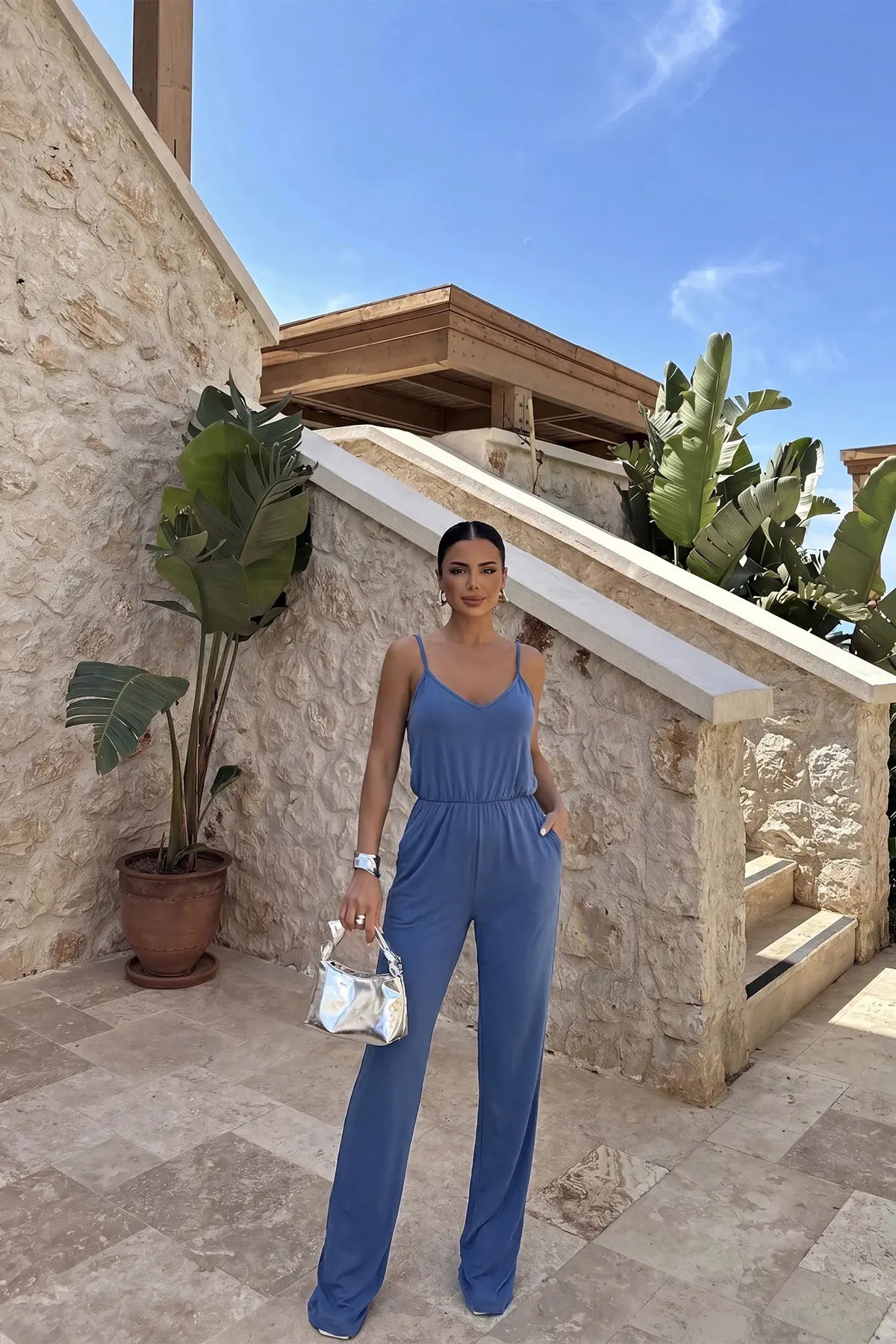 İndigo Askılı Tulum