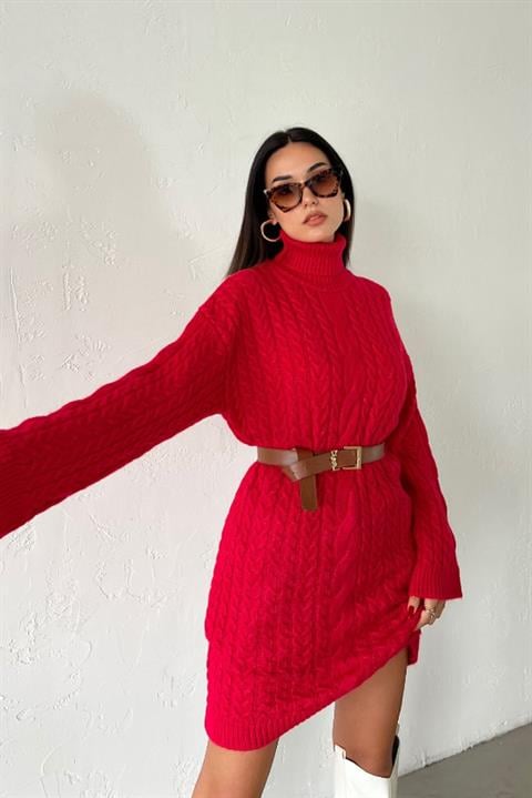 Ivanka Örgü Desen Mini Elbise 2553-02 FUŞYA STD