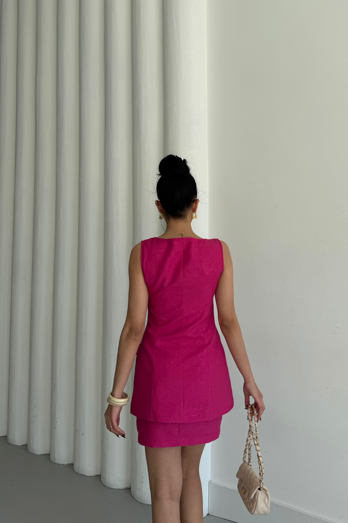 JAKAR KETEN YELEK - KISA ETEK TAKIM - Fuşya