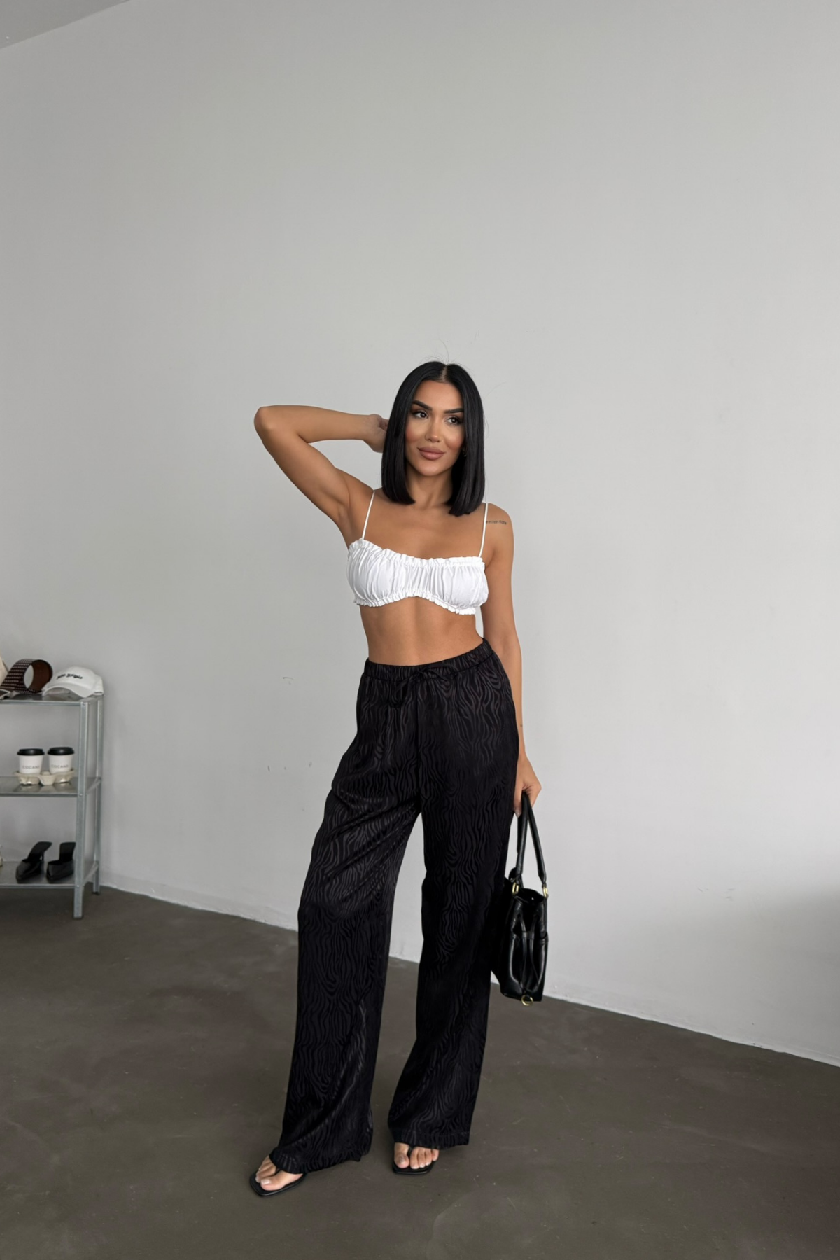 JAKAR SATEN PANTOLON - Siyah