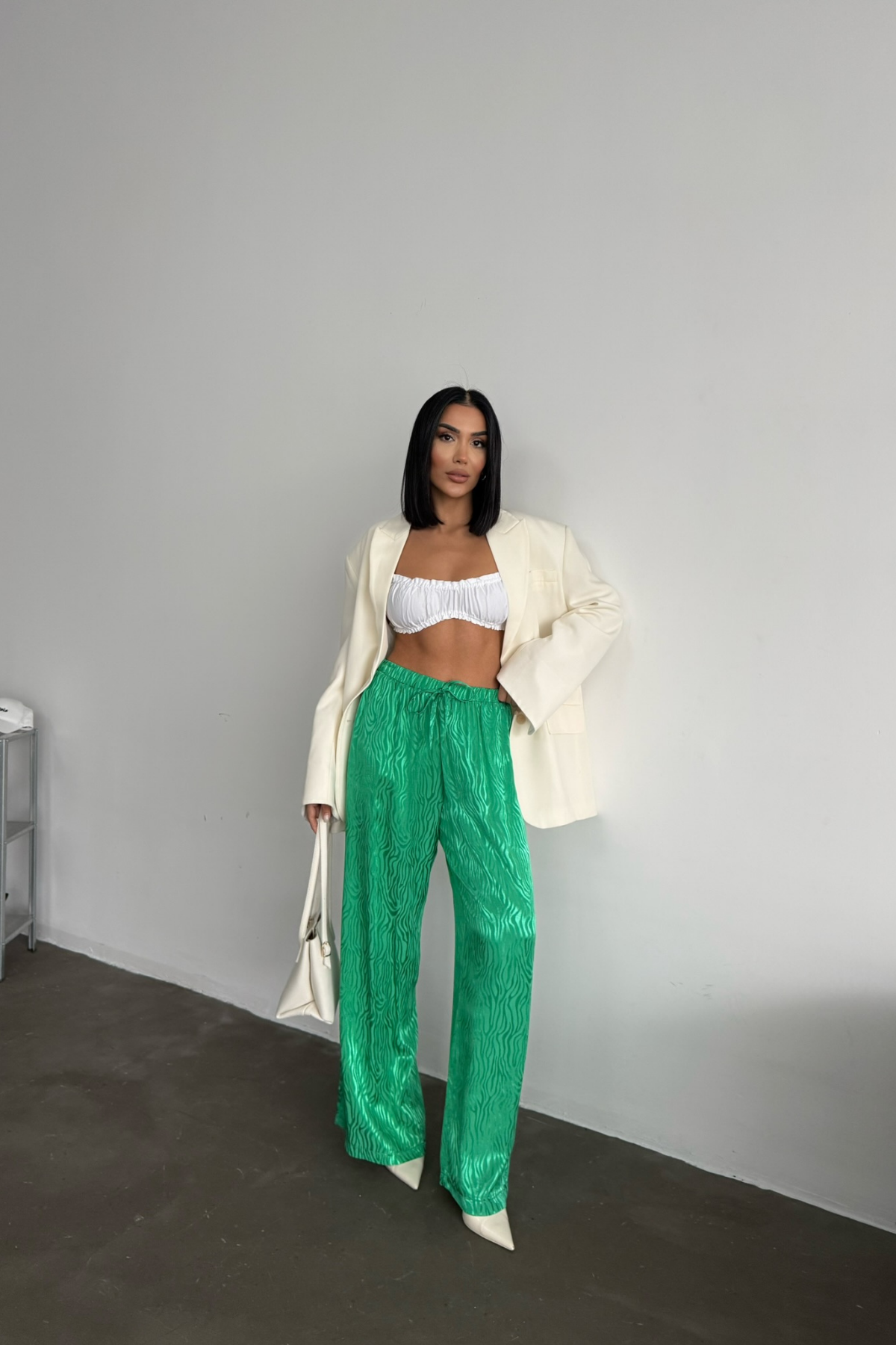 JAKAR SATEN PANTOLON - Yeşil