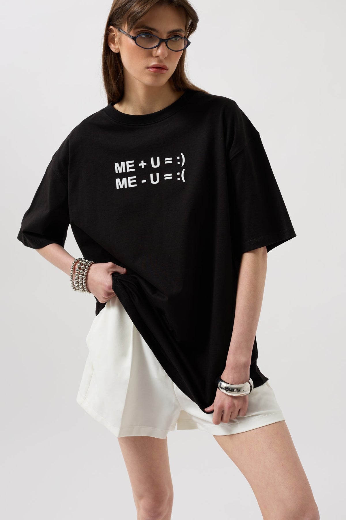 Kabartma Baskılı T-Shirt - Siyah