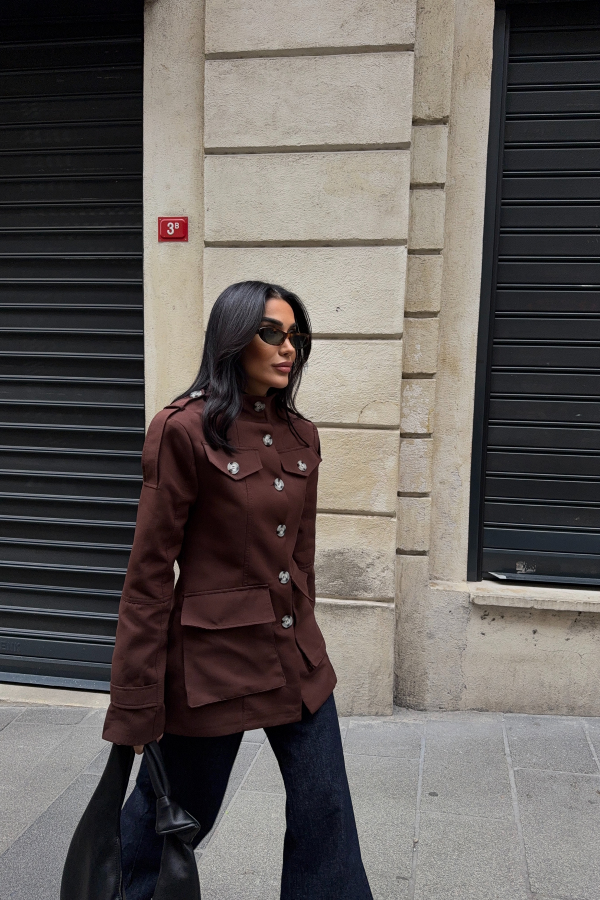 Kahverengi Hakim Yaka Büyük Cepli Trenckot