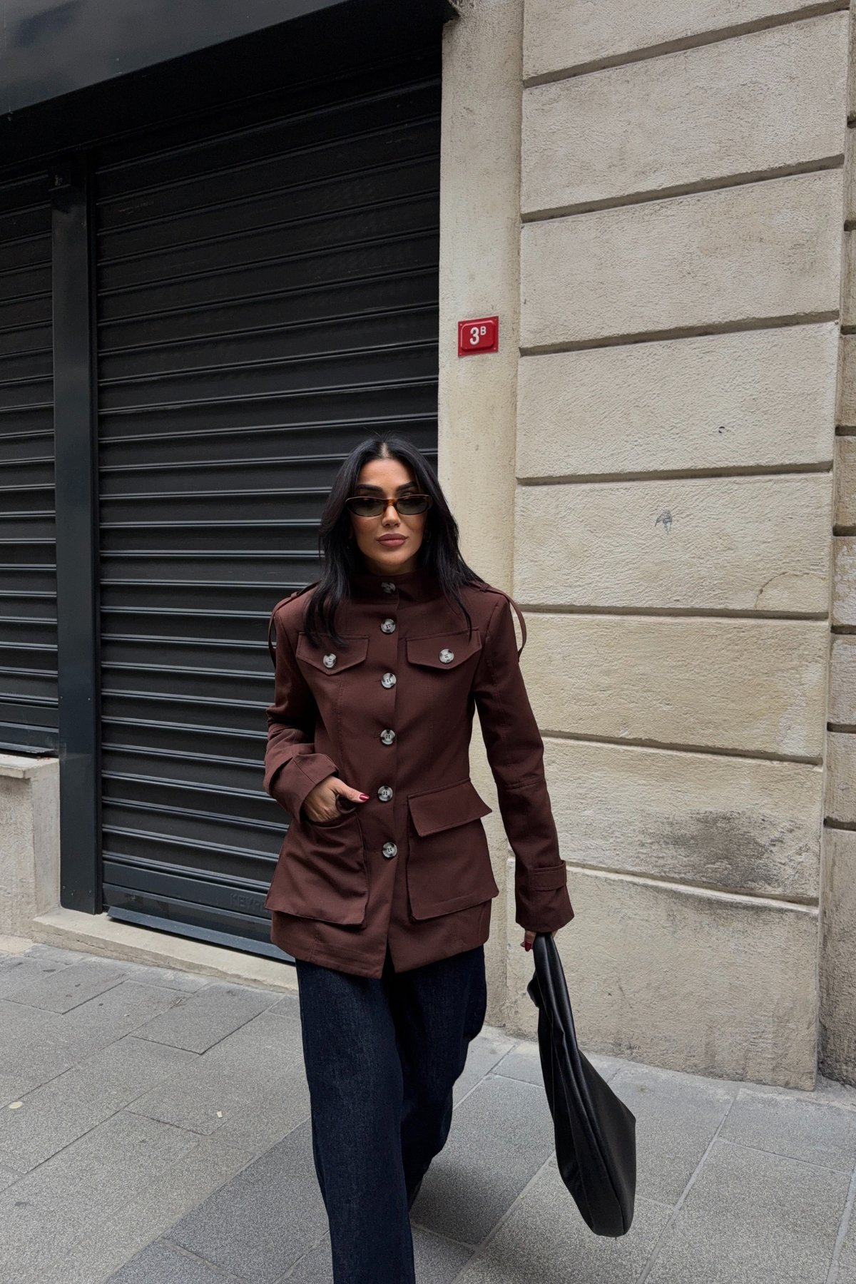 Kahverengi Hakim Yaka Büyük Cepli Trenckot