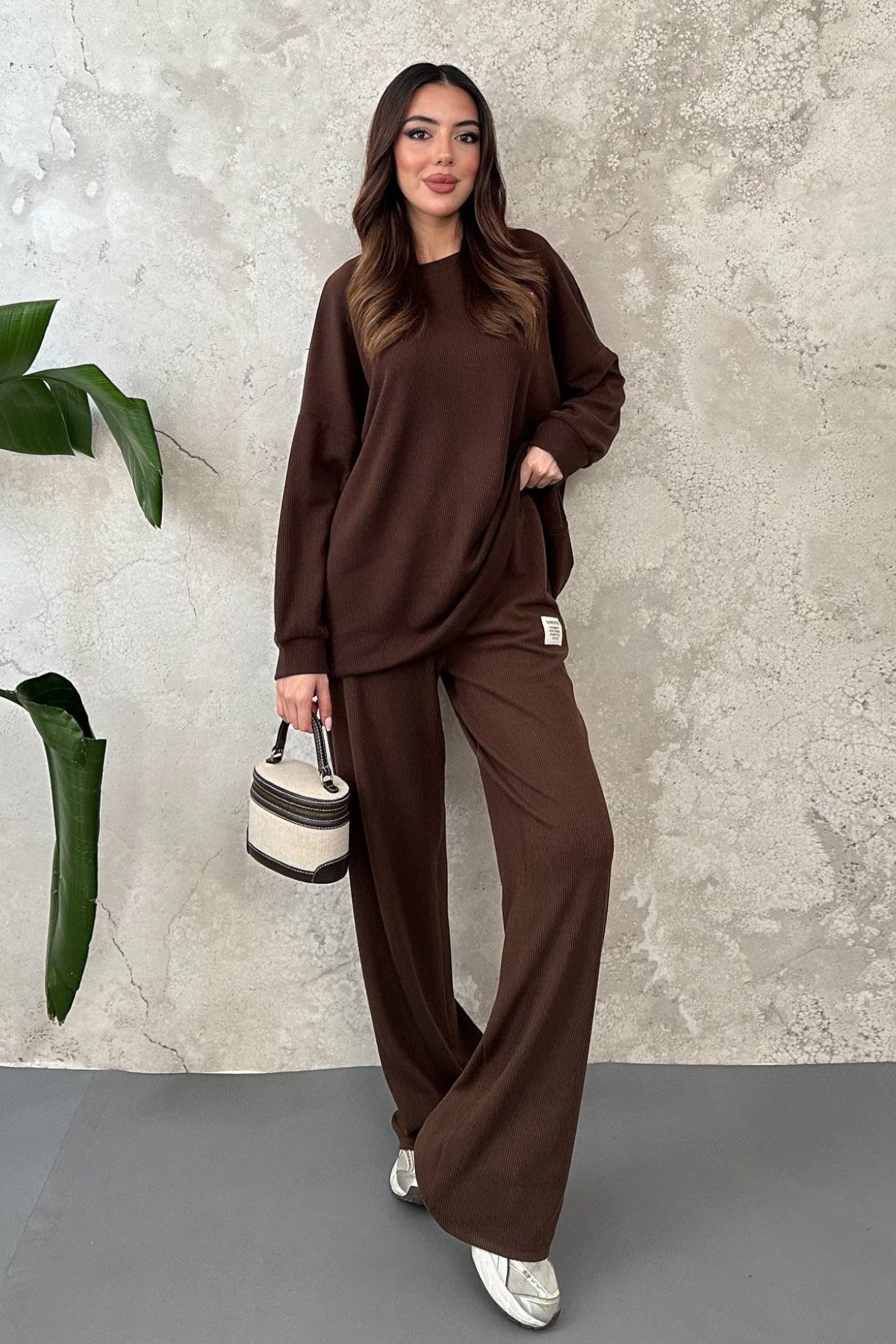 Kahverengi Salaş Sweat Ve Pantolon