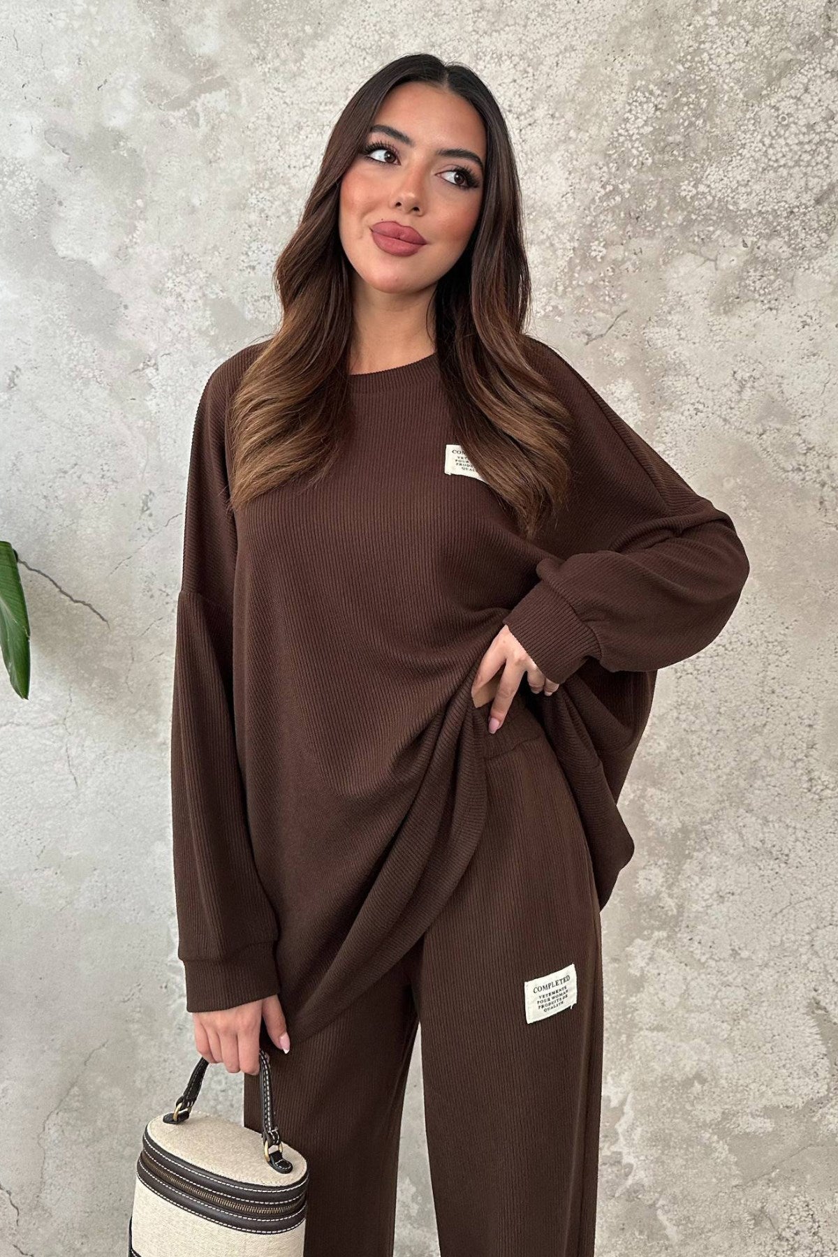 Kahverengi Salaş Sweat Ve Pantolon