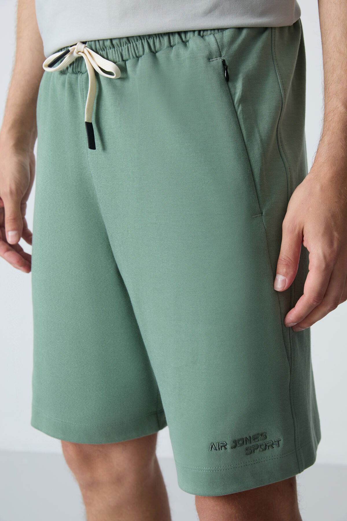 Açık Yeşil Pamuklu Kalın Yumuşak Dokulu Standart Fit Basic Erkek Şort  - 81276