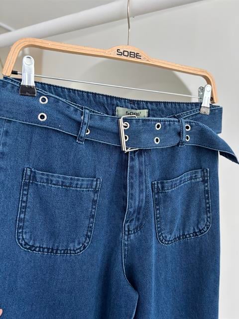 Kalın Kemer Detaylı Denim Takım 10166