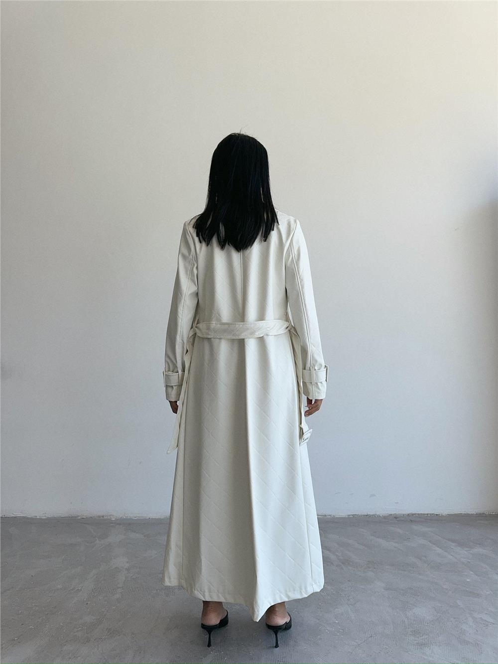 KAPİTONE DERİ TRENCH - Beyaz