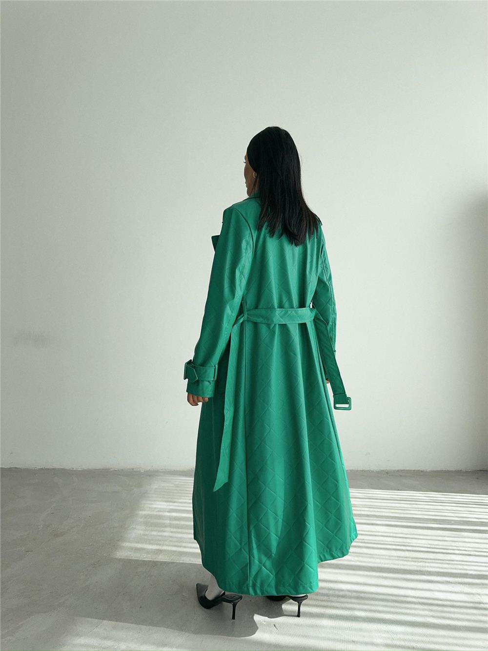 KAPİTONE DERİ TRENCH - Yeşil