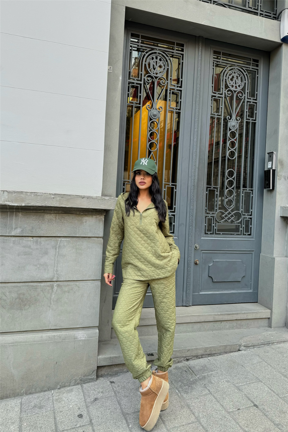 KAPİTONE KAPİŞONLU EŞOFMAN TAKIM - Haki