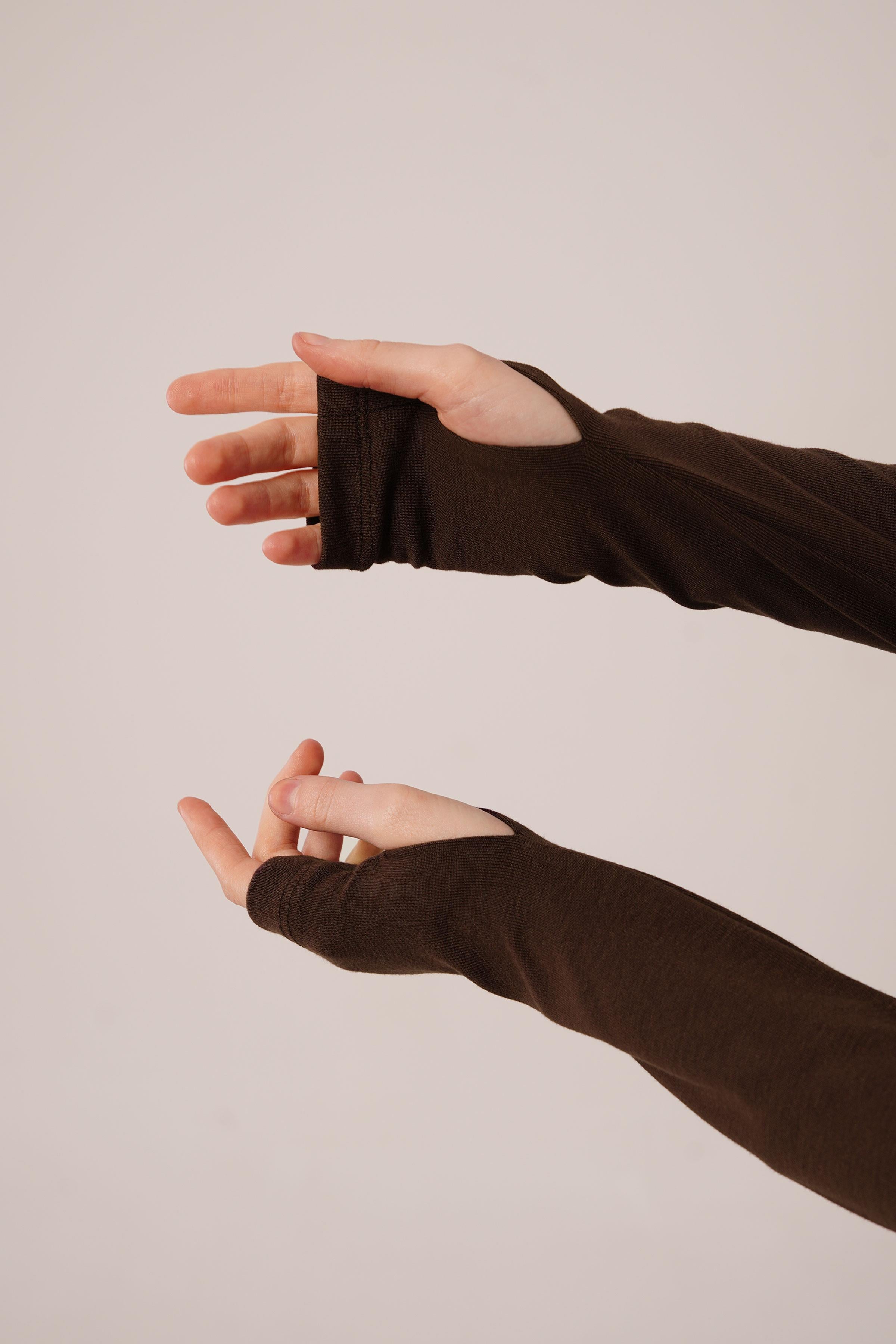 Kare Yaka Bluz Ve Yırtmaç Detaylı Etek Toptan İkili Kahverengi Takım