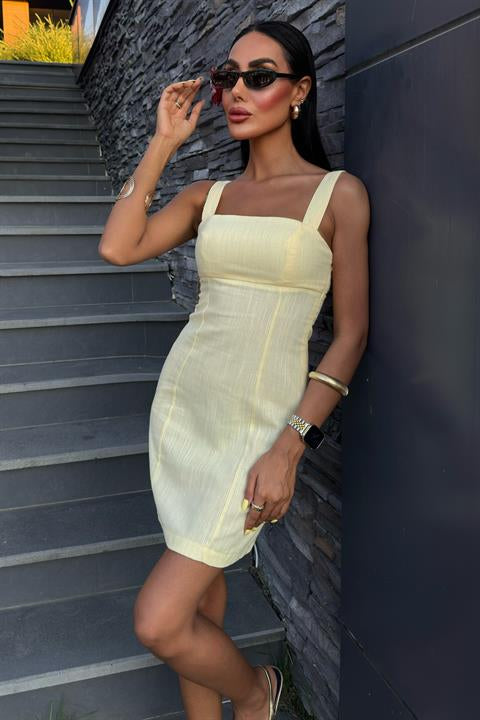 Kare Yaka Mini Elbise 2903