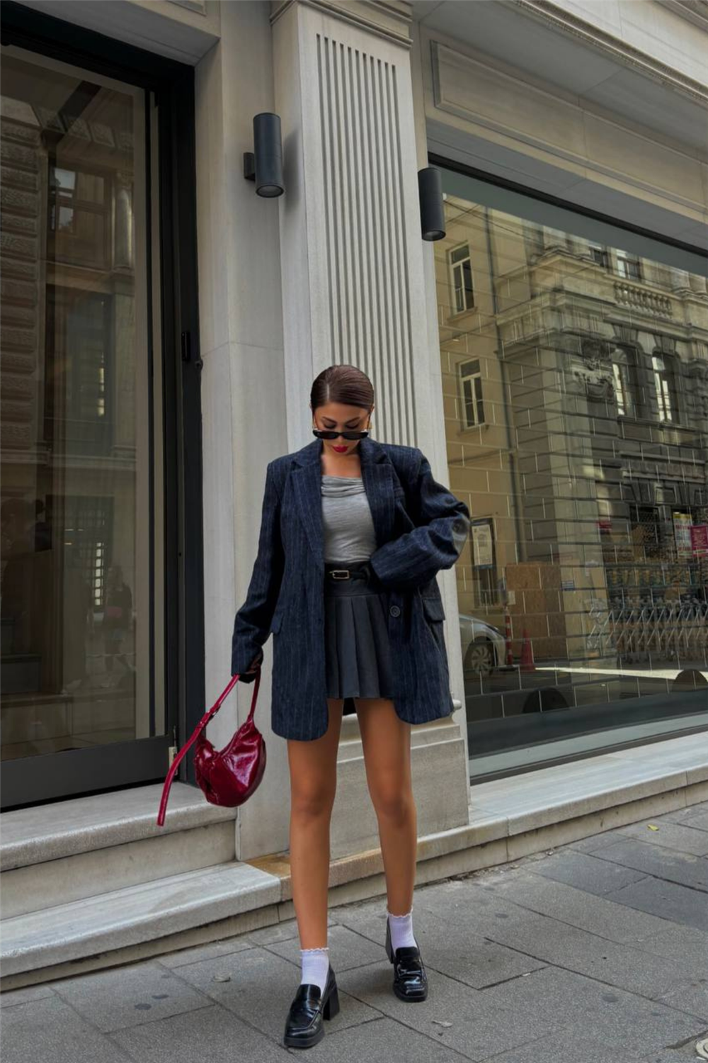 KAŞE CEKET DİRSEK DERİ PARÇALI - Lacivert