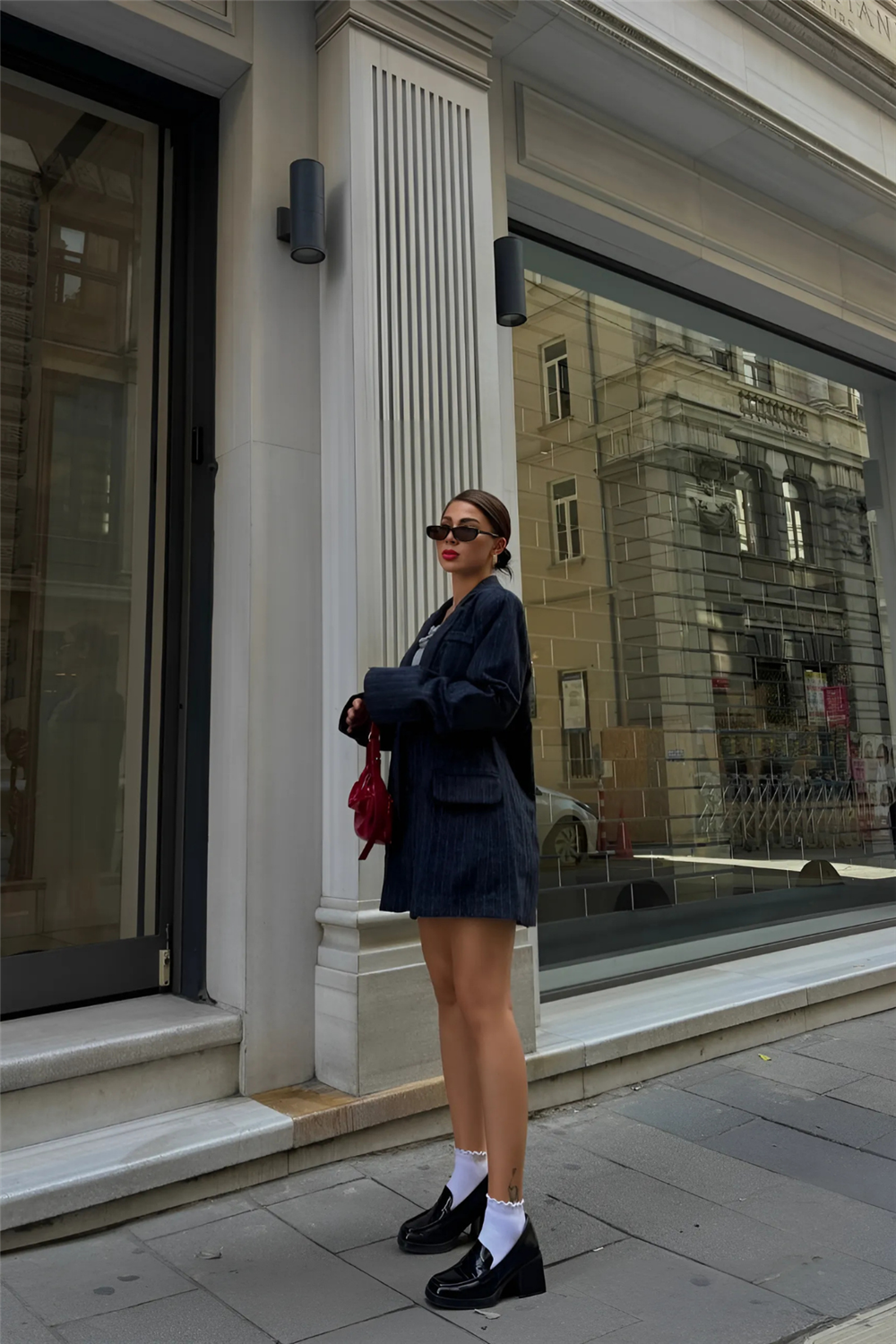 KAŞE CEKET DİRSEK DERİ PARÇALI - Lacivert