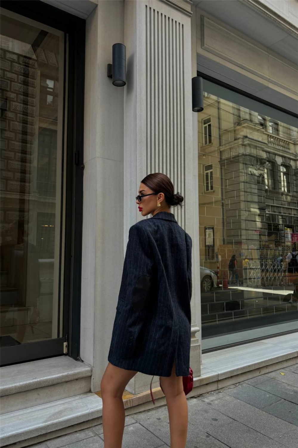 KAŞE CEKET DİRSEK DERİ PARÇALI - Lacivert