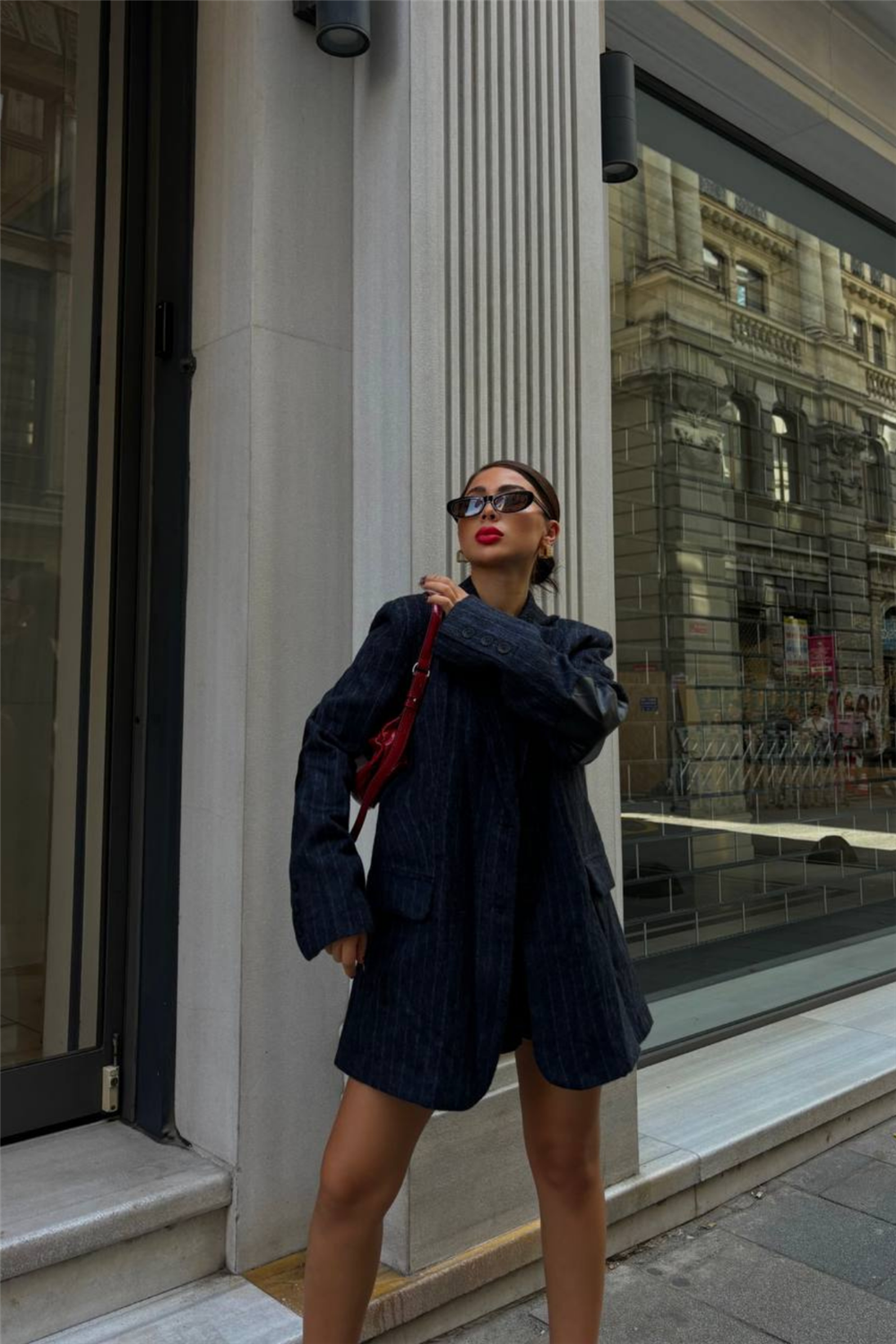 KAŞE CEKET DİRSEK DERİ PARÇALI - Lacivert