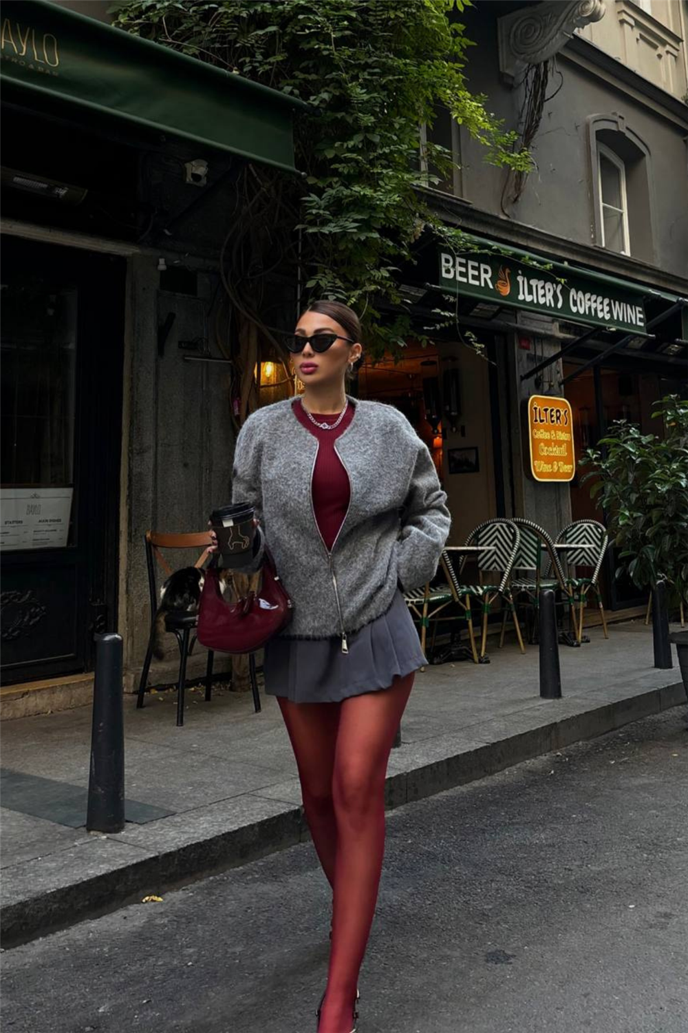 KAŞE FERMUARLI BLUZ - Gri