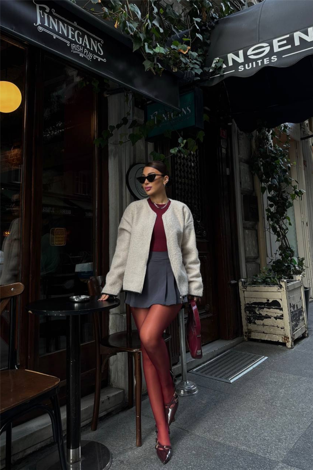 KAŞE FERMUARLI BLUZ - Taş