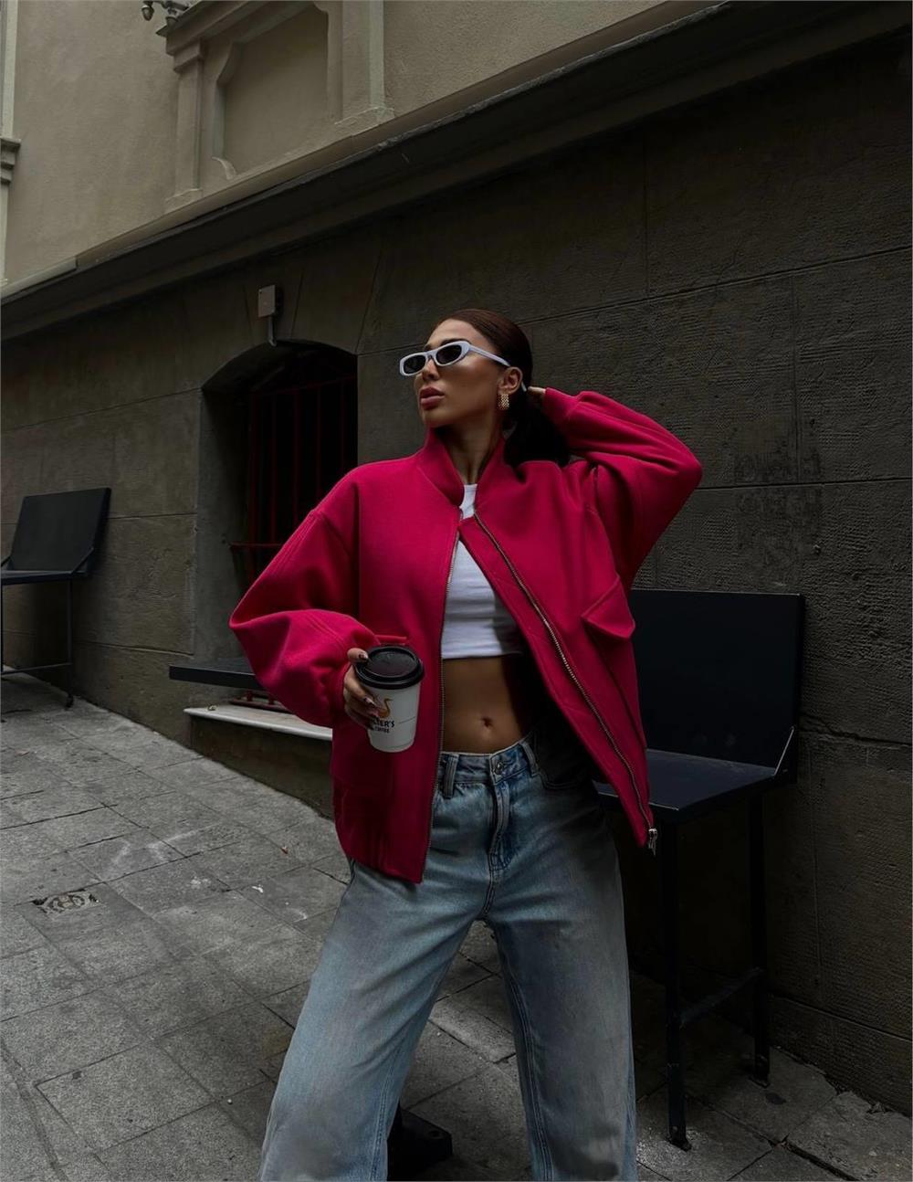 KAŞE FERMUARLI PİLOT MONT - Fuşya