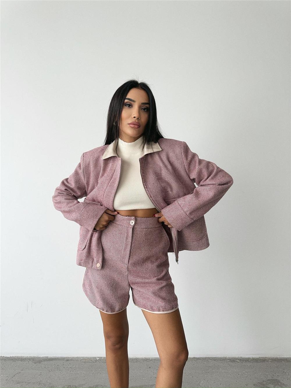 KAŞE KISA ŞORT - Gül Kurusu