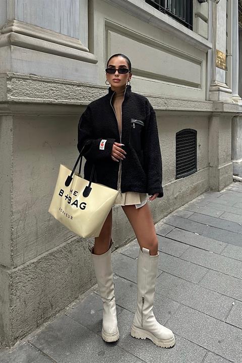 Katerina Suni Kürk Ceket 6110-08 SİYAH L