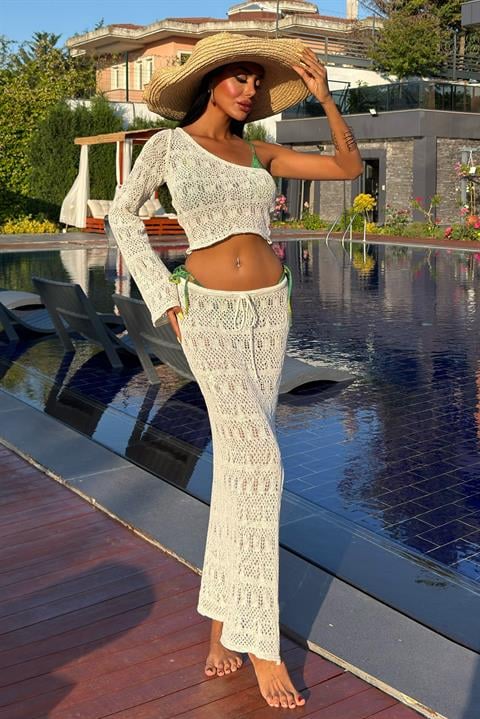Katy Ajurlu Tek Kol Takım 9710-015 EKRU STD