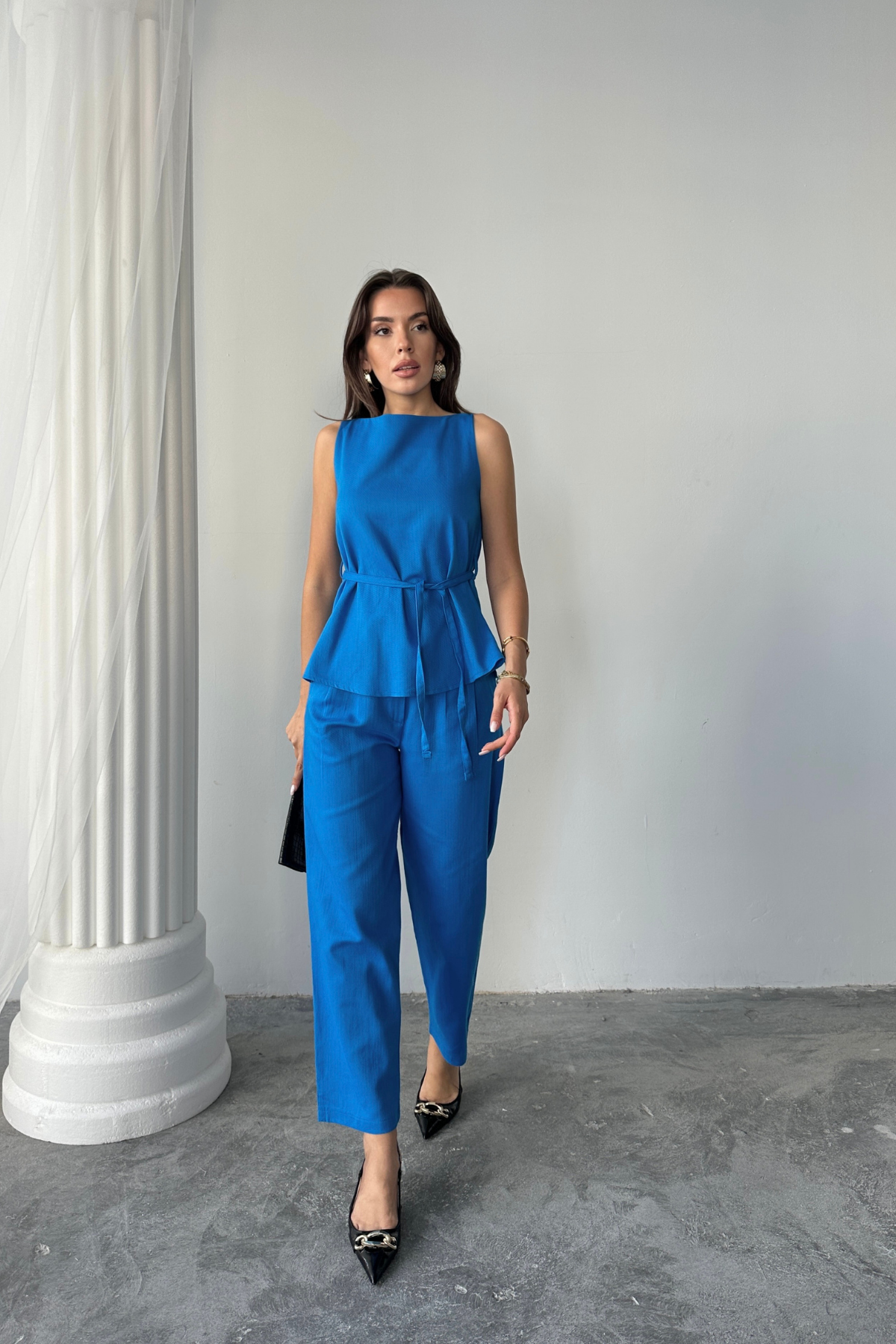 KETEN BLUZ - PANTOLON TAKIM MASSİMO MODEL  SCREAT KUMAŞ - Saks