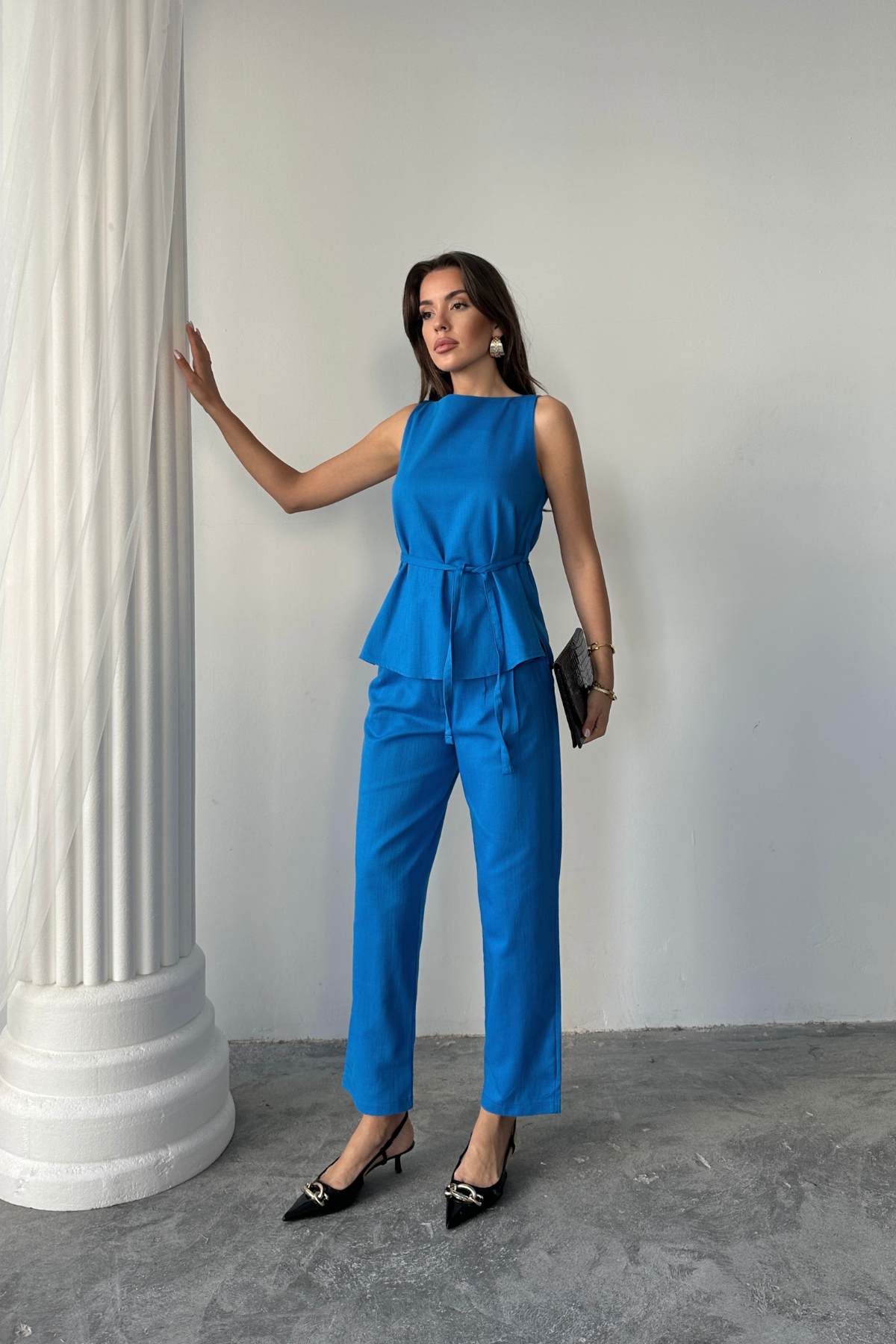 KETEN BLUZ - PANTOLON TAKIM MASSİMO MODEL  SCREAT KUMAŞ - Saks