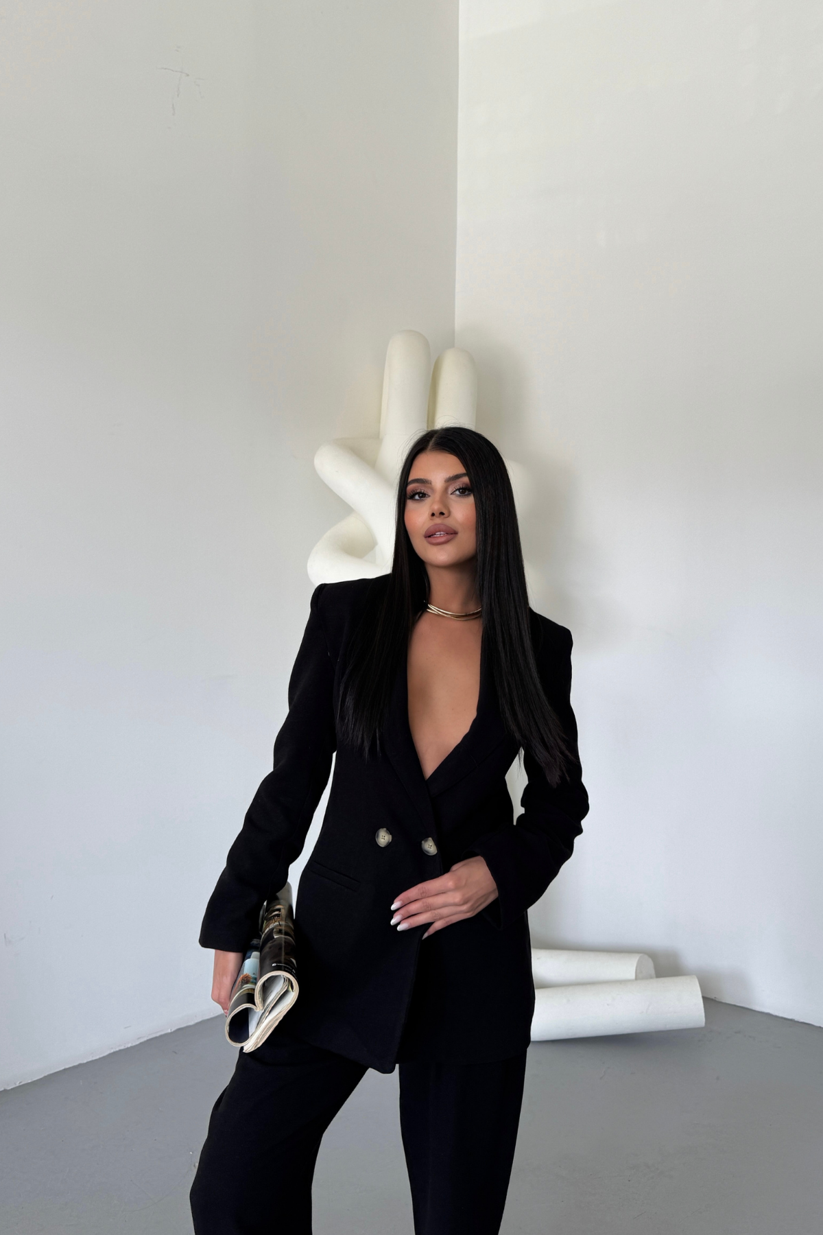 KETEN CEKET - PANTOLON TAKIM - Siyah