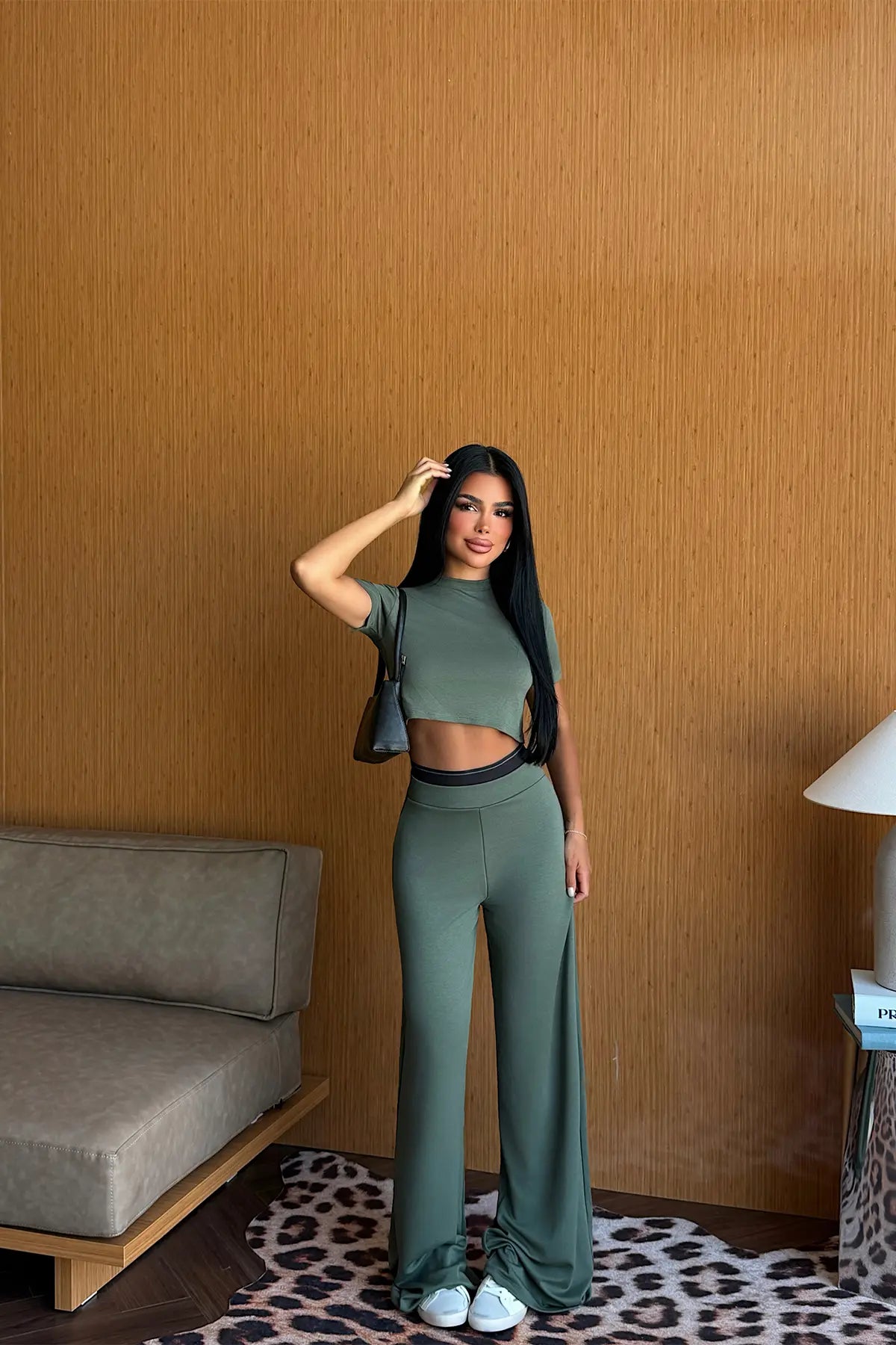 Haki Basic Pantolonlu Takım