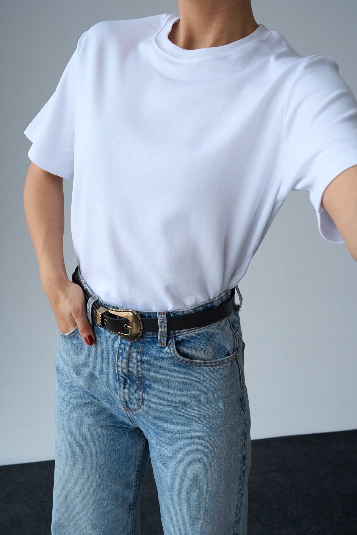 Beyaz Kısa Kol Düz T-Shirt