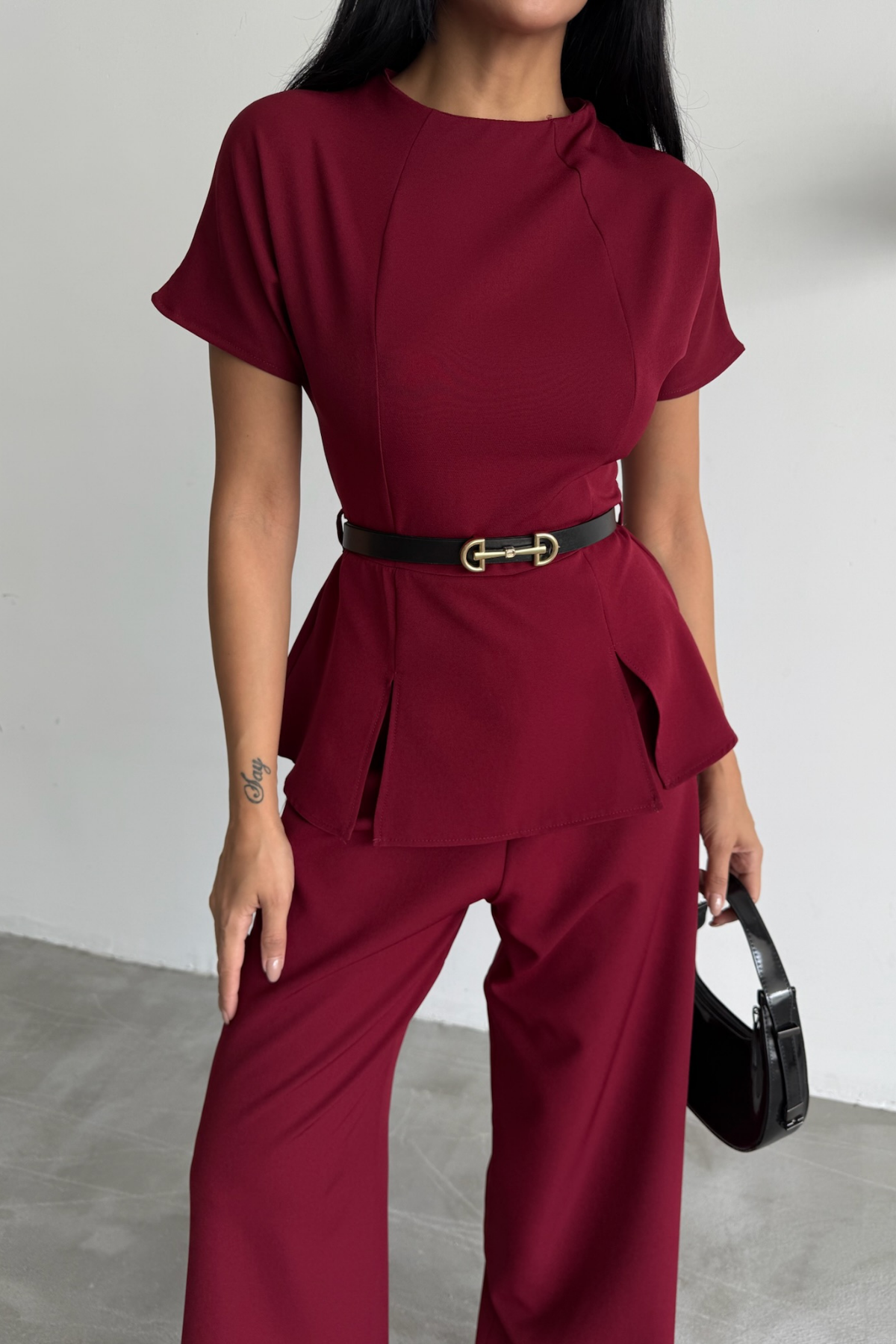 KISA KOL TASARIM TULUM - Bordo