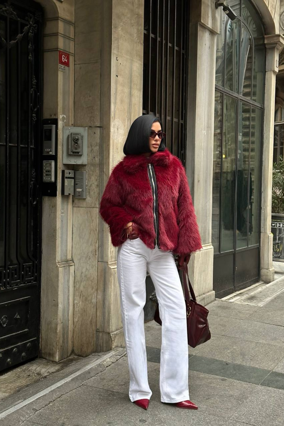 KISA KÜRK - Bordo