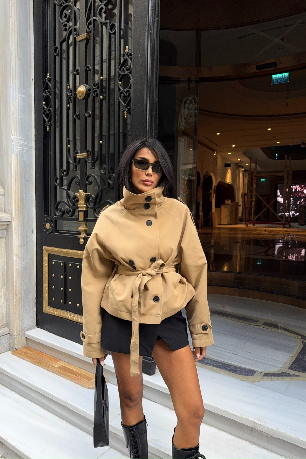 KISA  TRENCH BOĞAZLI - Camel