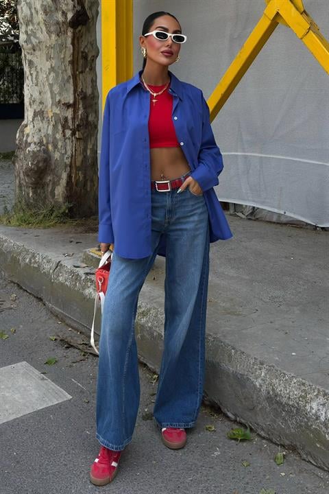 Klasik Oversize Poplin Gömlek 3421