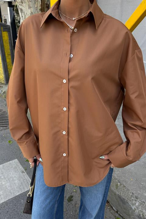 Klasik Oversize Poplin Gömlek 3421