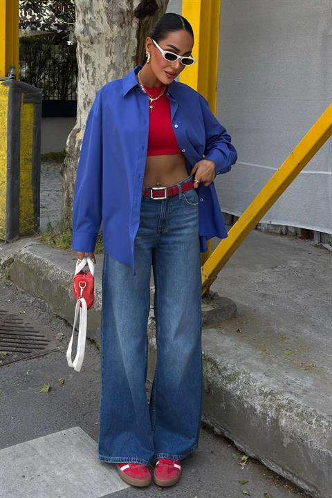 Klasik Oversize Poplin Gömlek 3421